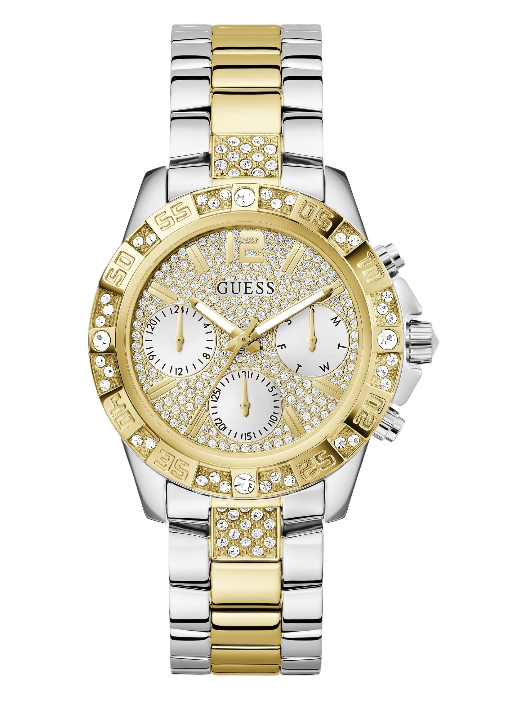 Guess Women's Silver/Gold Watches For & Quartz- 40Mm Stainless Steel Watches With Metal Watch Band, 50M Water-Resistant Fashion Jewelry Gw0771l3