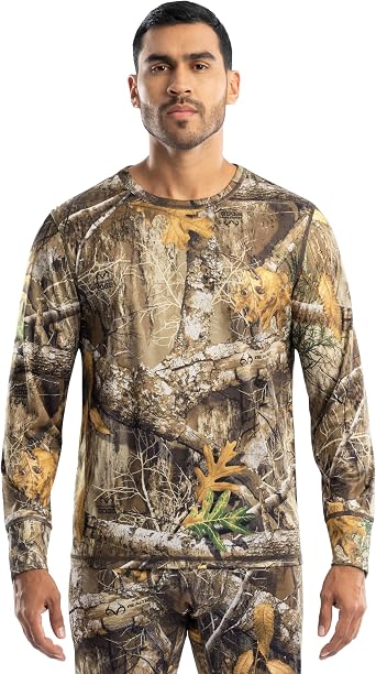 Realtree Mens Polyester Performance Baselayer Long Sleeve Thermal Underwear Top