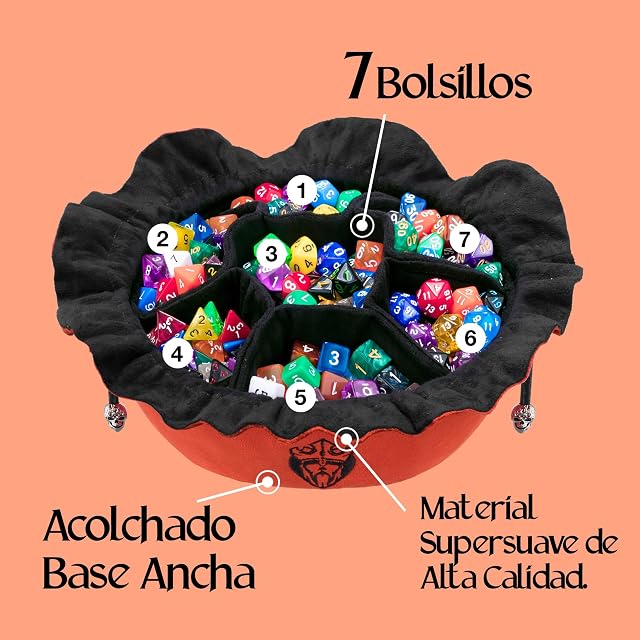 Foto 3 de 8 de CardKingPro - Bolsas de Dados Inmensas con Bolsillos - Naranja - Capacidad para 150+