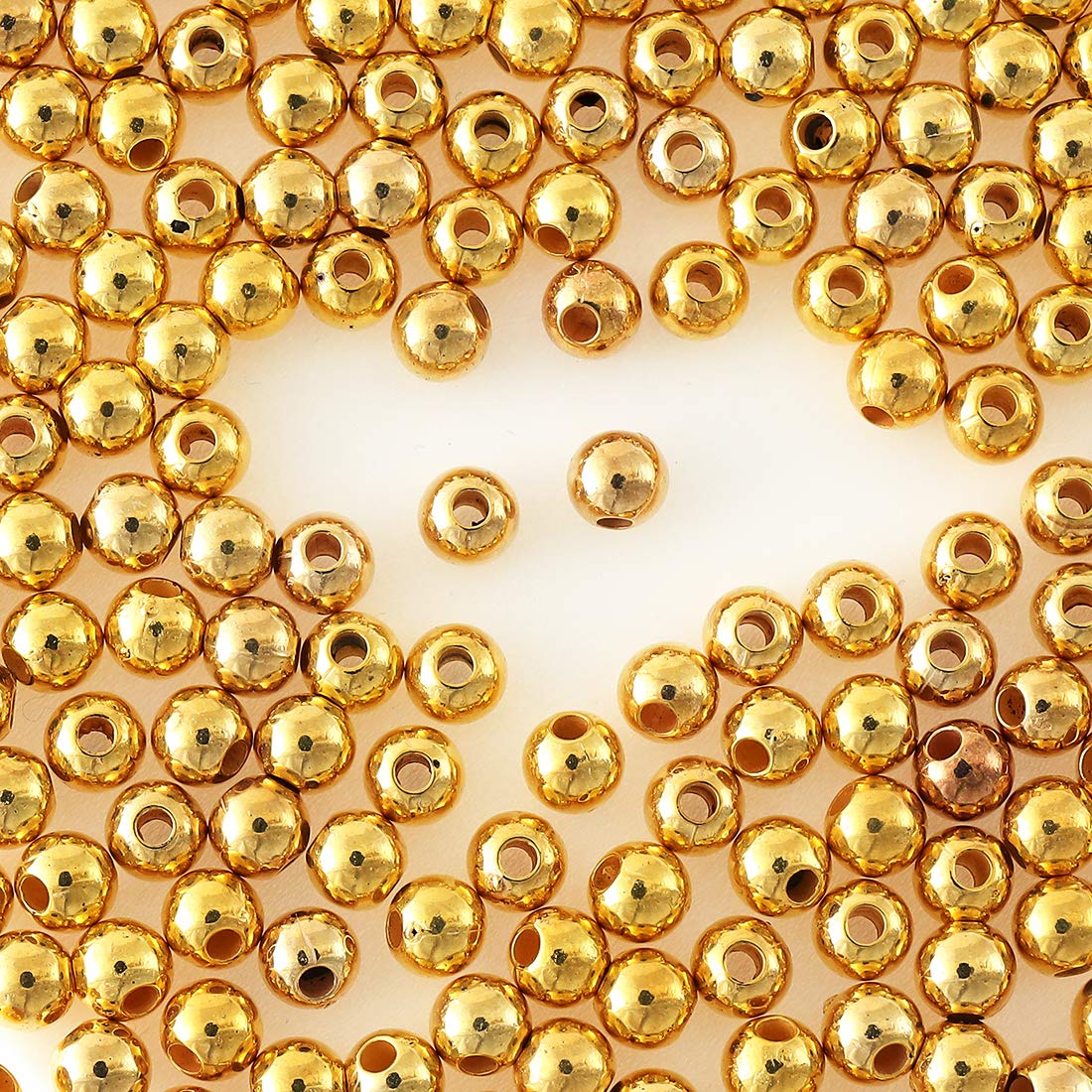 Amazon.co.jp: ファイニエ ゴールド ビーズ 5mm プラ製で軽い 500個 両