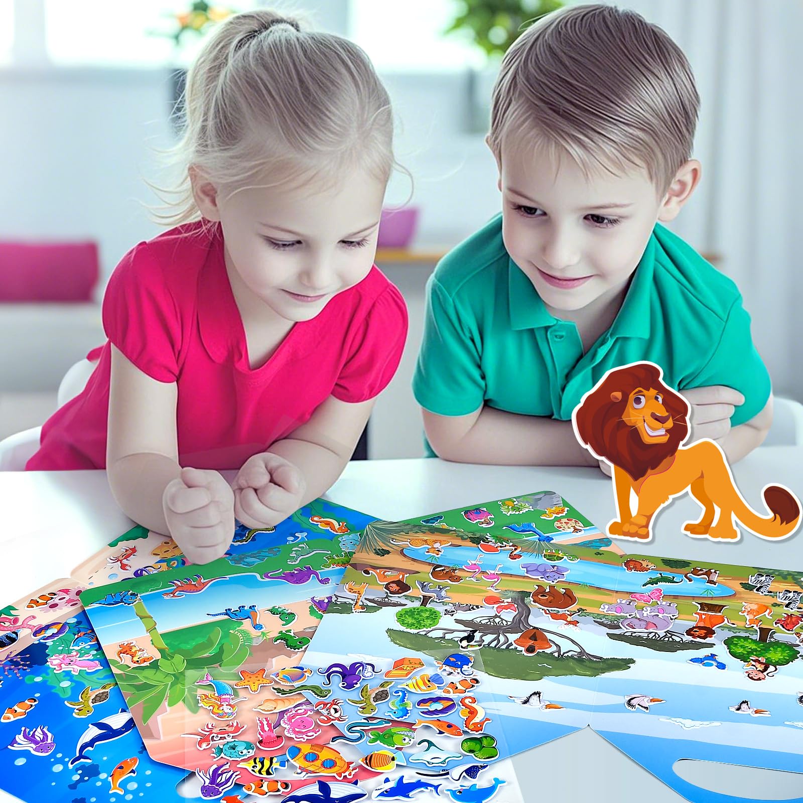Zestaw 6 pufiastych naklejek dla dzieci, zwierząt, gospodarstwa, dinozaurów, kosmosu, pojazdów, oceanu, naklejek wielokrotnego użytku 3D dla chłopców i dziewcząt, naklejki podróżne dla dzieci w wieku