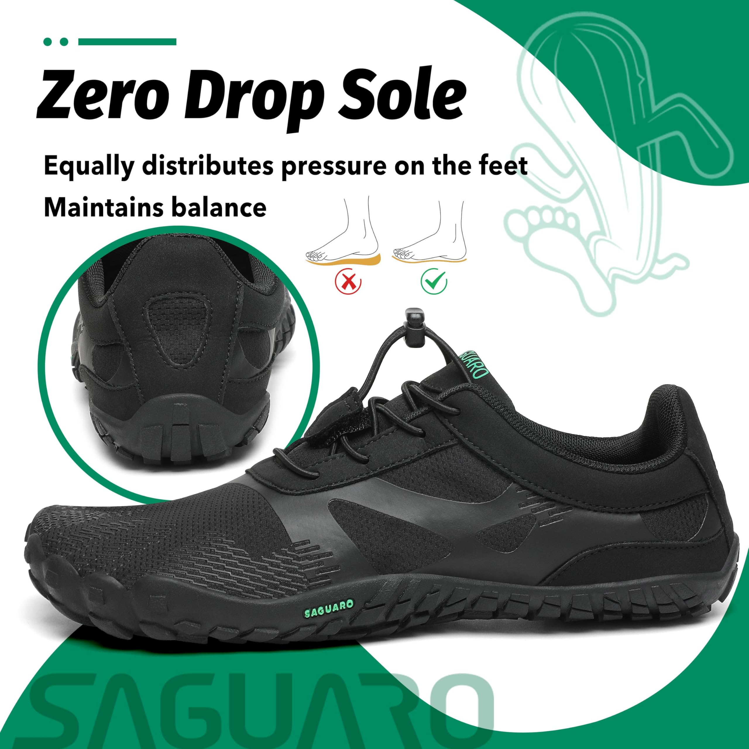 SAGUARO Unisex Barfußschuhe Leicht Atmungsaktiv Tragbar Traillaufschuhe Weich rutschfest Fitnessschuhe für Outdoor & Indoor