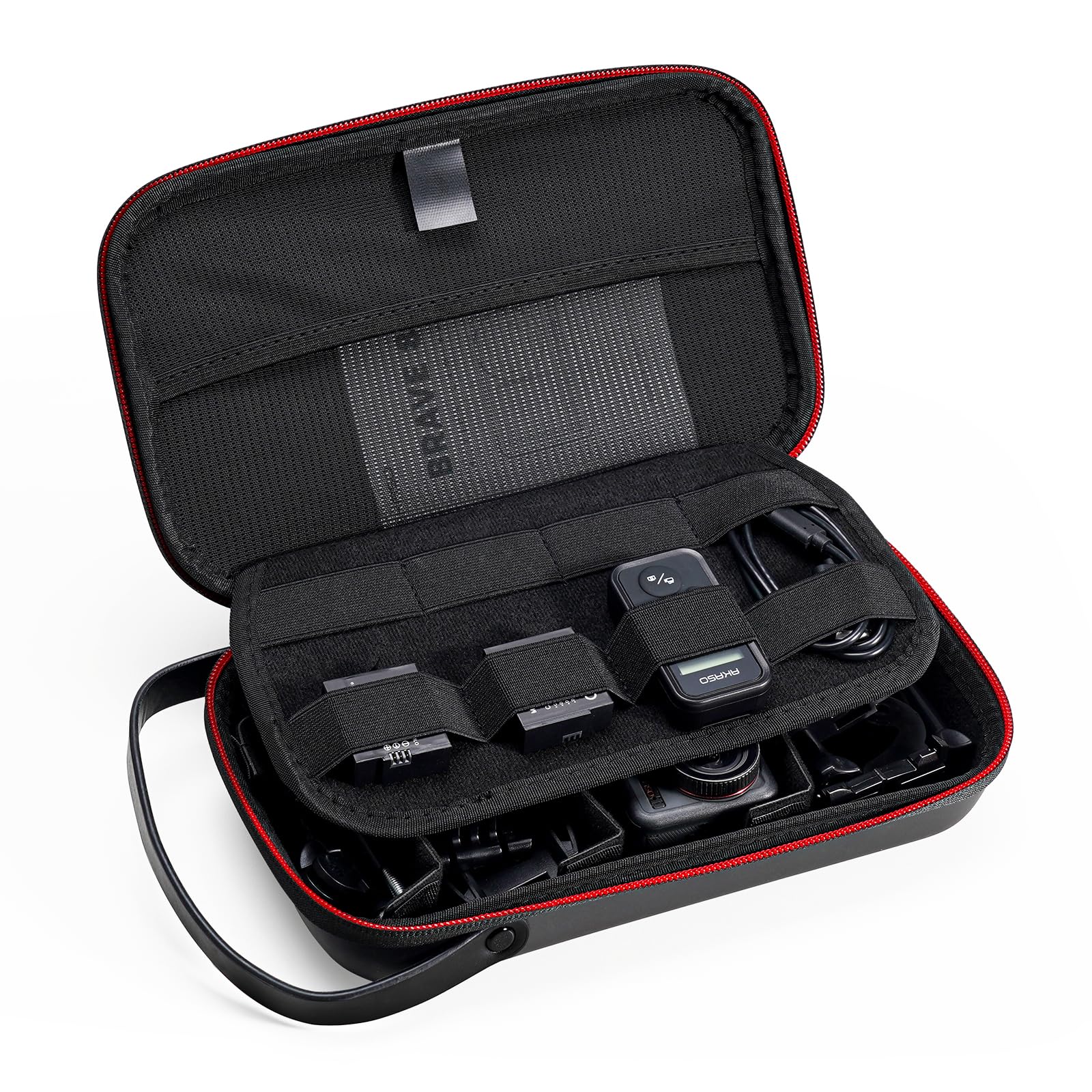 AKASO Sac de Rangement Portable Étui de Transport Étanche Espace Ajustable Compatible avec GoPro Hero 13, 12, 11, Insta360 X5, X4, X3, DJI Action Osmo 360, V50 X/EK7000/Pro, Brave 7/8 et Autre