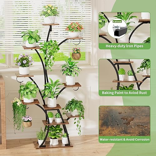Miniatura 7 de Soporte para plantas de interior con luces de crecimiento, estante iluminado para plantas de interior, soportes de esquina de 64 pulgadas de alto