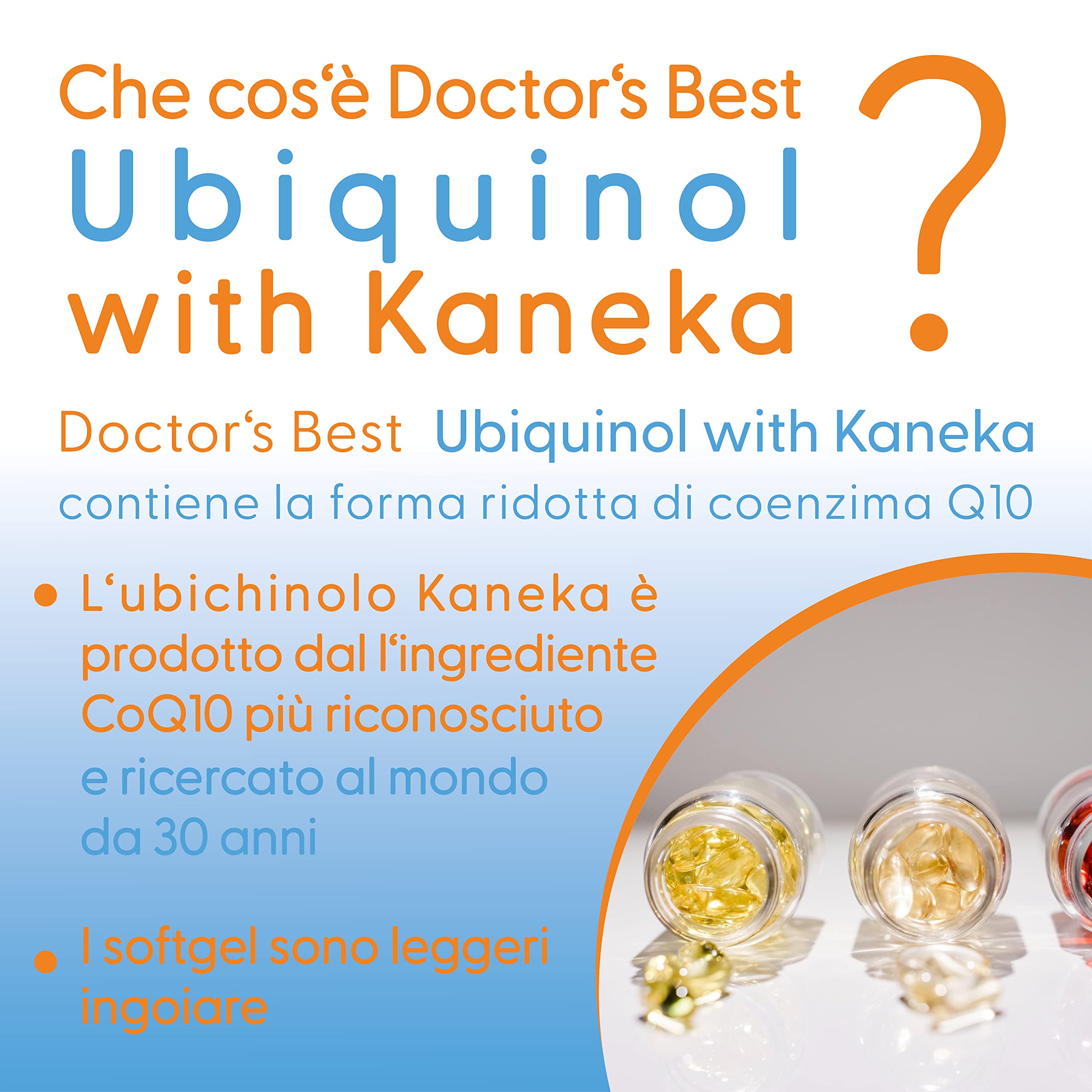 Doctor's Best, Ubiquinol with Kaneka, Coenzima Q10, 100mg, 60 Capsule morbide, Altamente Dosato, Testato in Laboratorio, Senza Soia, Senza Glutine, Non-GMO, Vegetale