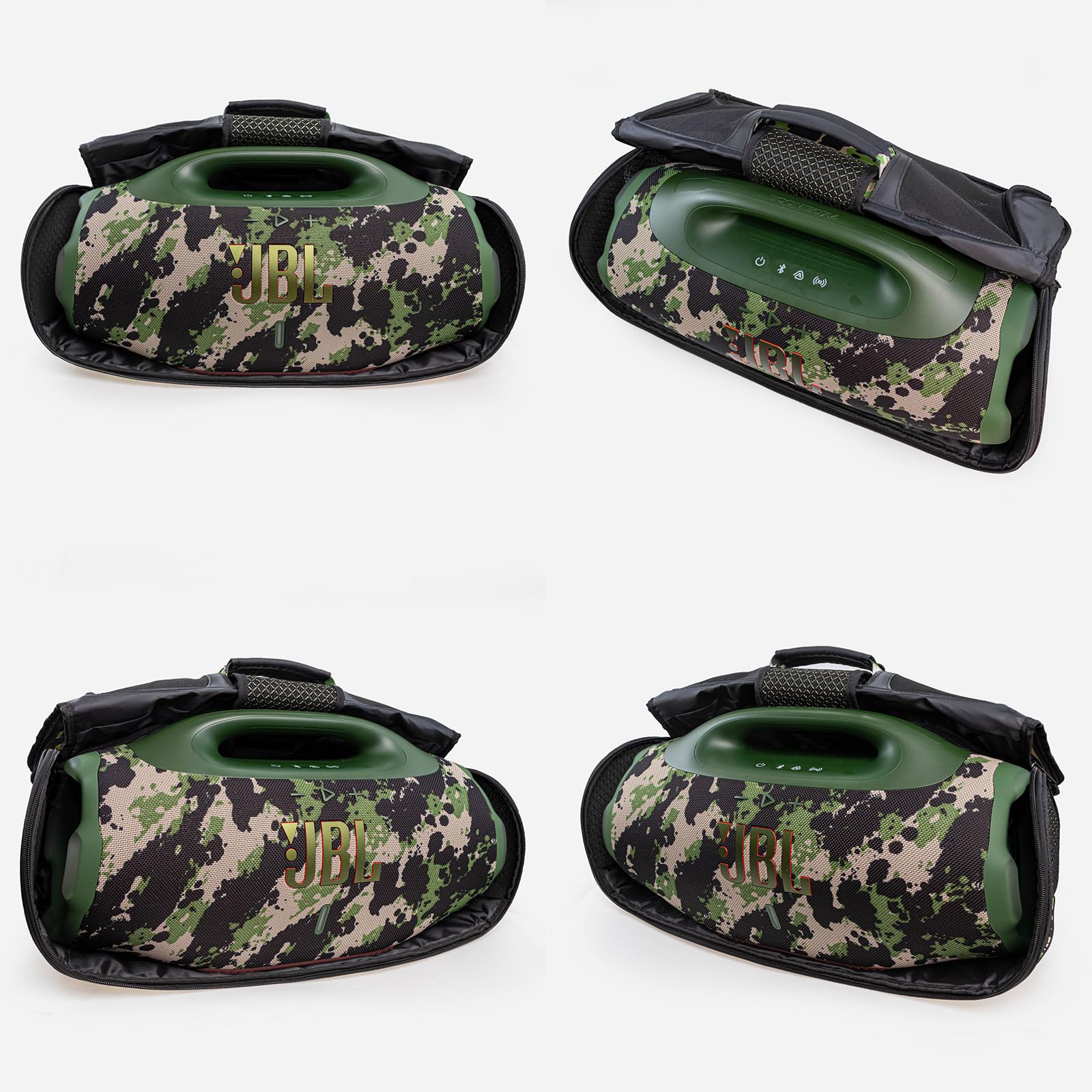 Estuche de Transporte Funda de Viaje Cubierta Portátil Accesorios con Correa para JBL Boombox 4 Altavoz Bluetooth portátil,Bolsa Adicional para Micrófonos,Cargador,Camuflaje