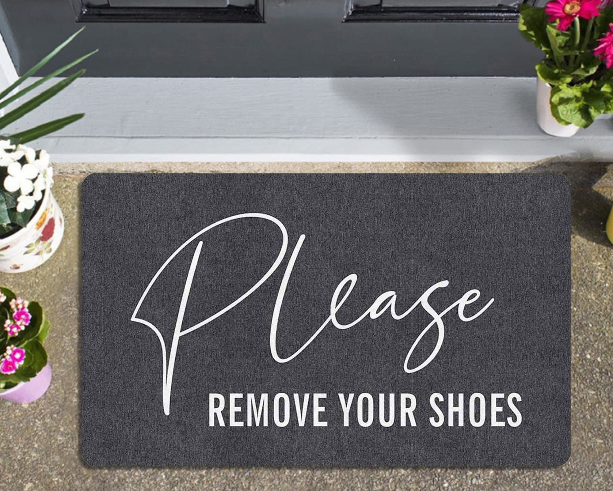 Please Remove Your Shoes Entrance Mat Funny Doormat Indoor Entryway Mat Outdoor Porch Entry Rug Rubber Front Door Mat Home Decorative 24x16 Inch