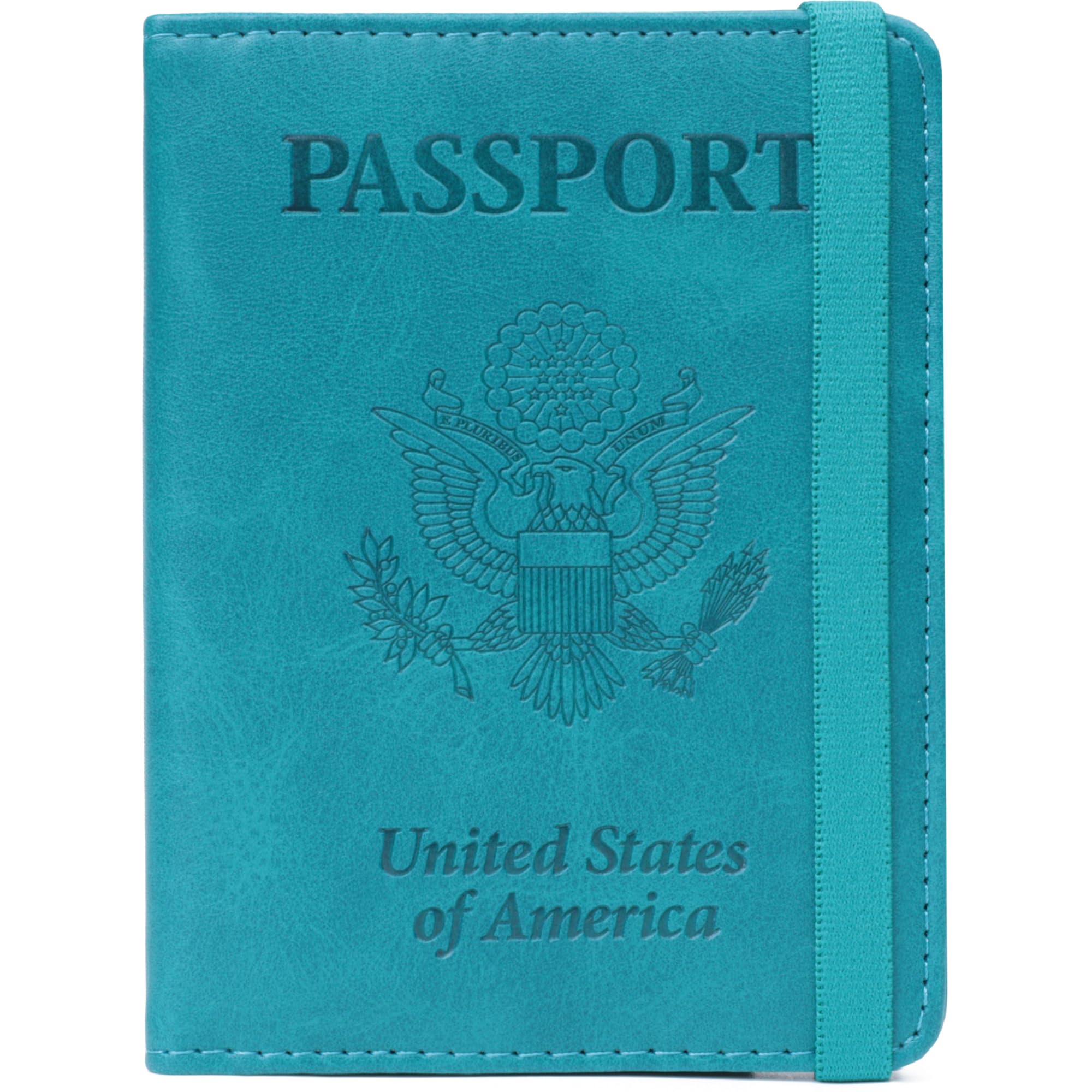 Shvigel US RFID Blocking Passport Holder For Travel - USA Passport Cover – Small American Passport Card Protector Case for Women Men (Light Blue)