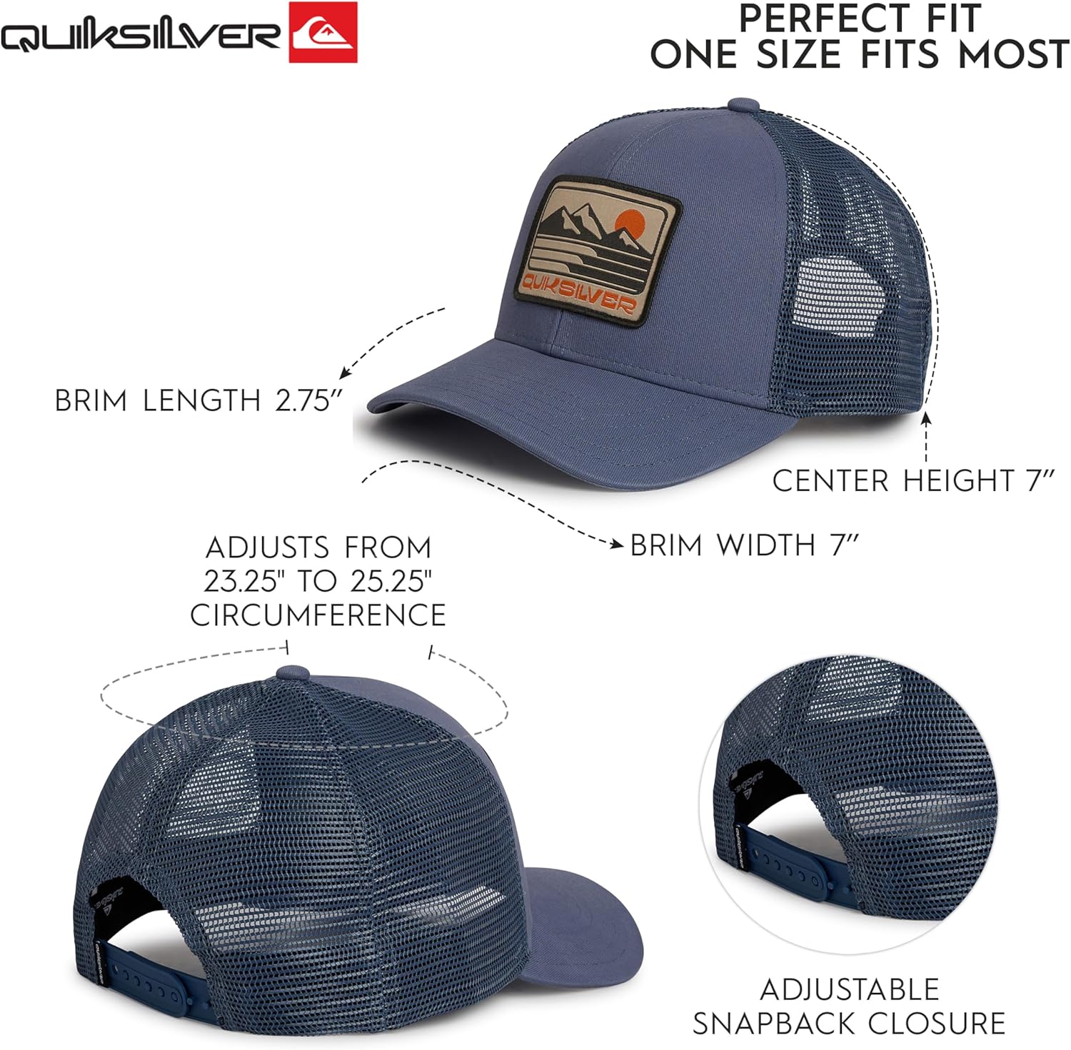 Quiksilver Men's Premium Cotton Adjustable Snap Back Logo Baseball Cap - Image 6