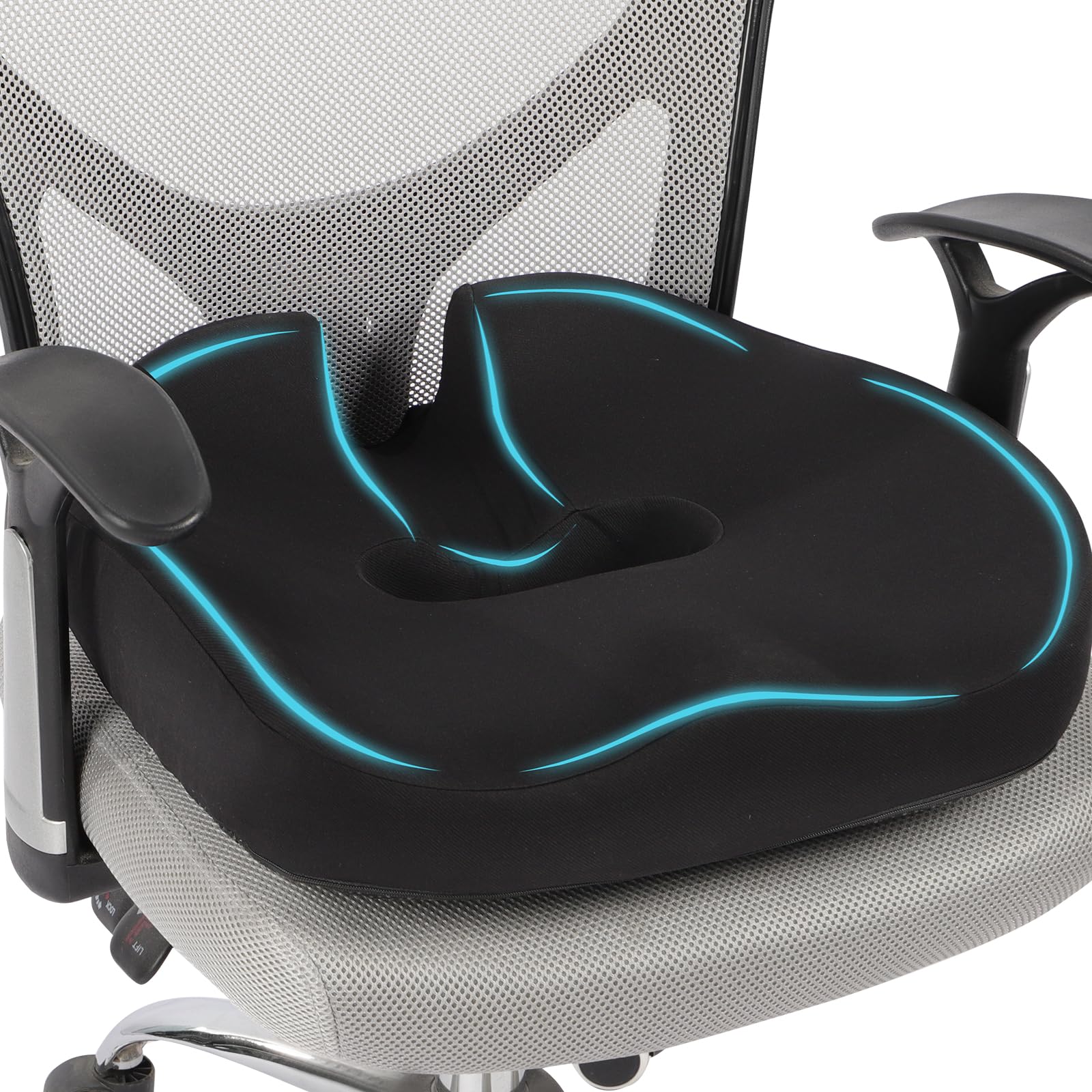 Cuscino per sedia a ciambella per coccige, cuscini per sedia da ufficio per sciatica e schiena, sollievo dal dolore all'anca, cuscino ortopedico in memory foam per coccige, cuscino di supporto lombare