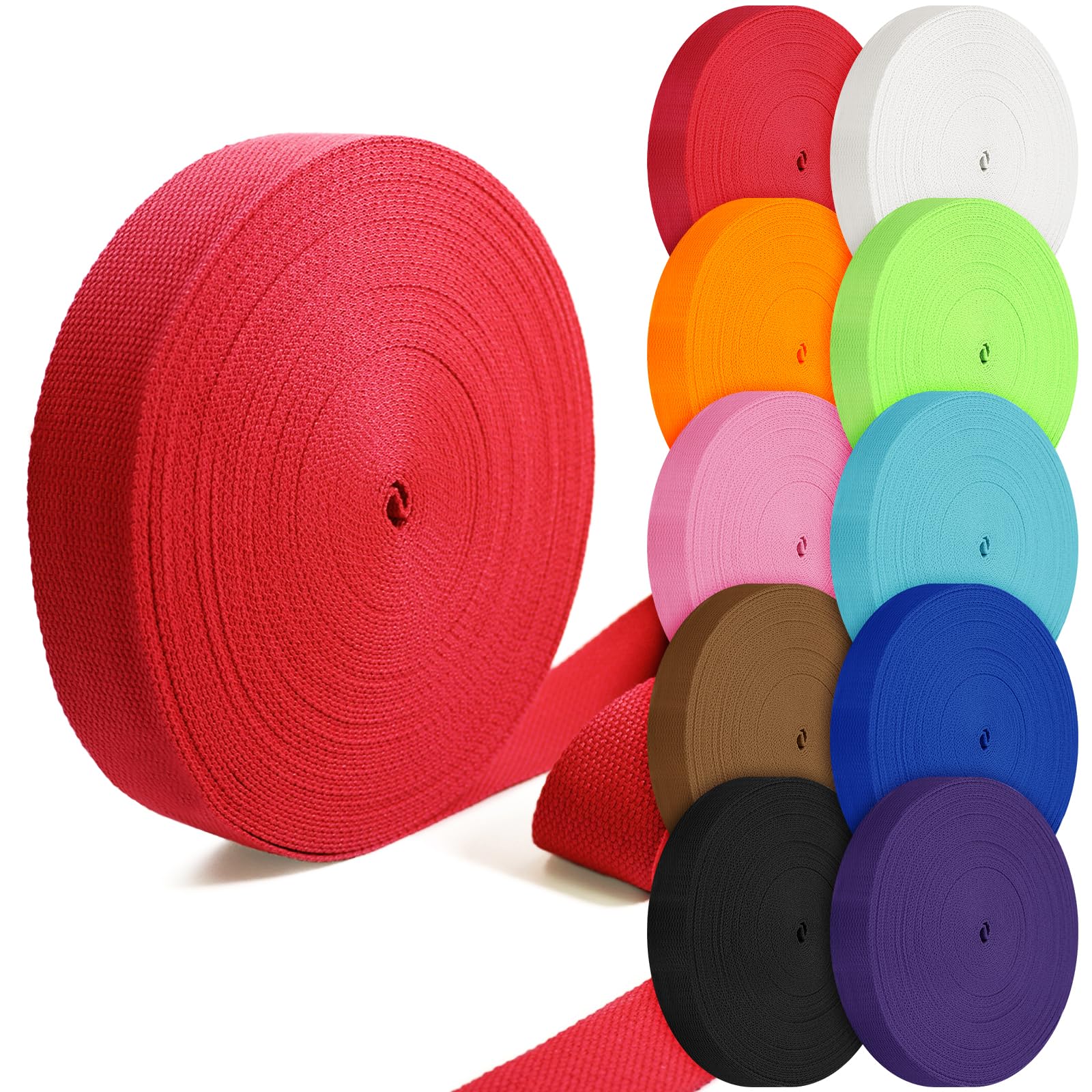 Cotton Webbing 1 inch 1.5 inch 2 inch Webbing Tote Strap Canvas Straps for Bags, 10 25 50 3.3 Yards Cotton Polyester Webbing