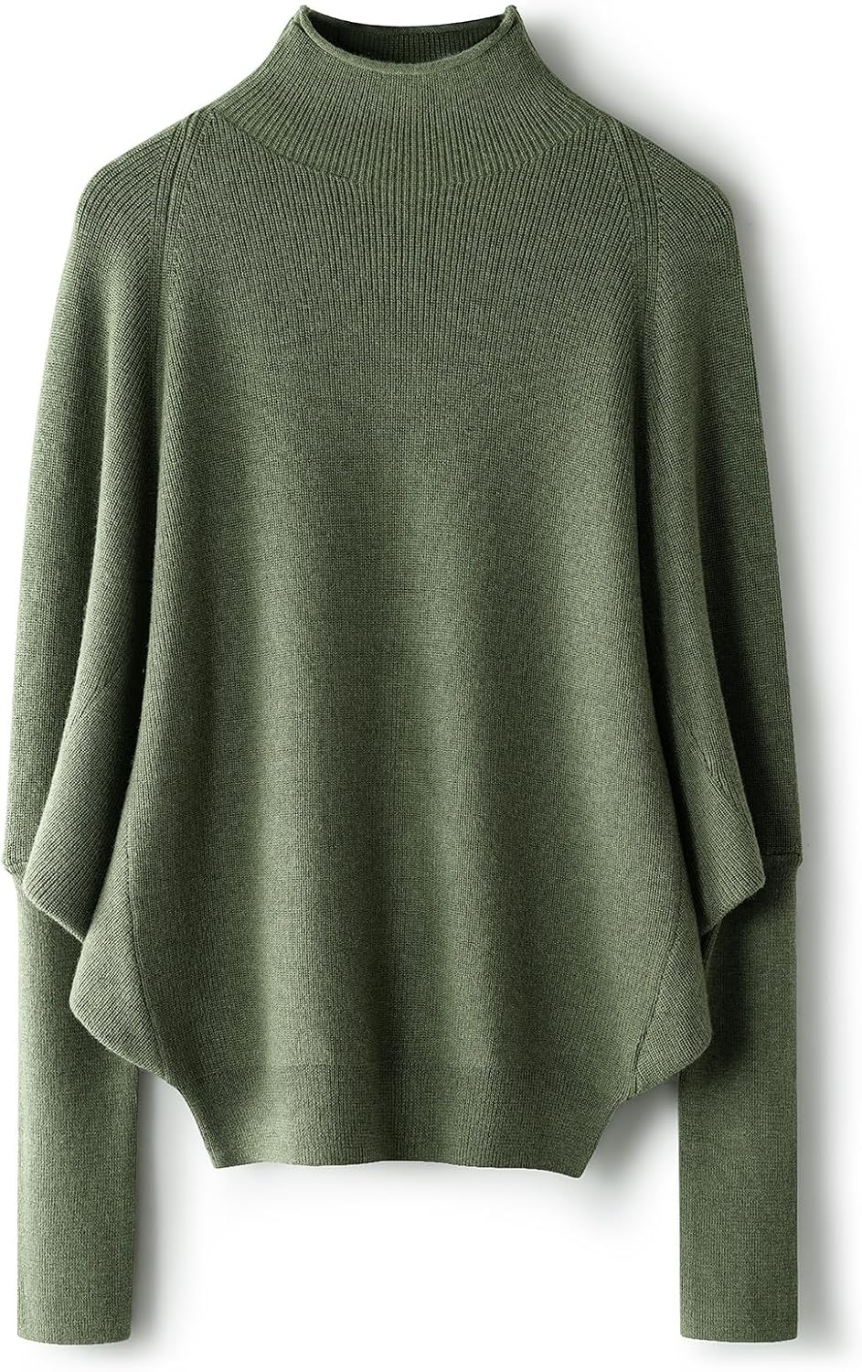 Women's Merino Wool Blend Oversized Sweater 2025 Fall Winter Fashion Mock Neck Batwing Sleeve Knitted Pullover