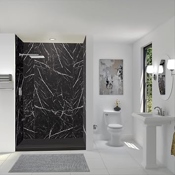 Transolid TWKE603696-KI03G Titan 60-in x 36-in x 96-in Eco Shower Wall Kit, Black Caruso Glossy