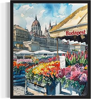 Budapest Hungary Flower Market Poster Art Print, Travel Poster Floral Artwork for Bedroom, Bathroom, Livingroom Decor Wall Art 46 (Budapest Hungary, 8 x 10 inches, Unframed)