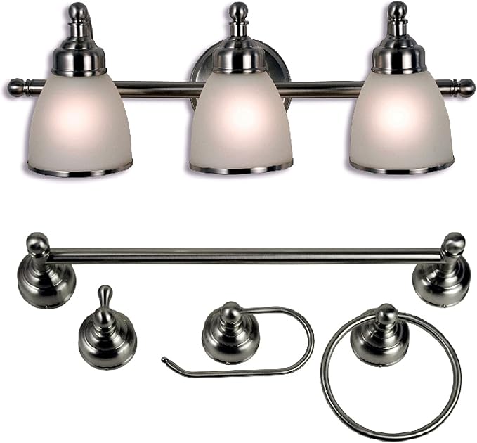 Checkolite 1937171 3Light Bath in a Box, Brushed Nickel Vanity