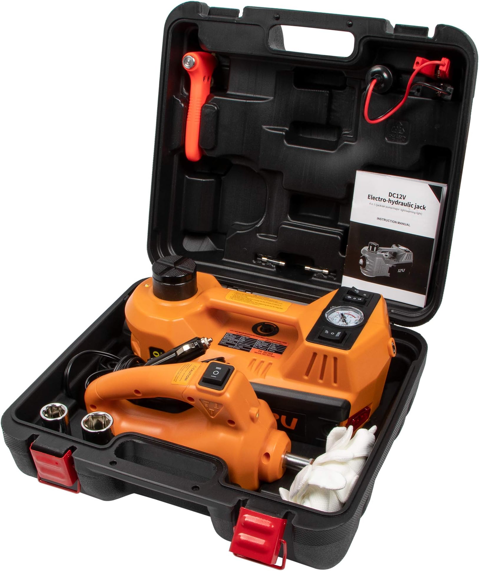 BEETRO 3 Ton Electric Car Jack, Hydraulic Jack Lift with Built-in Inflator Pump, LED Lights and Electric Wrench, Portable Car Jack for SUV MPV Sedan Change Tires Garage Repair, 12V DC