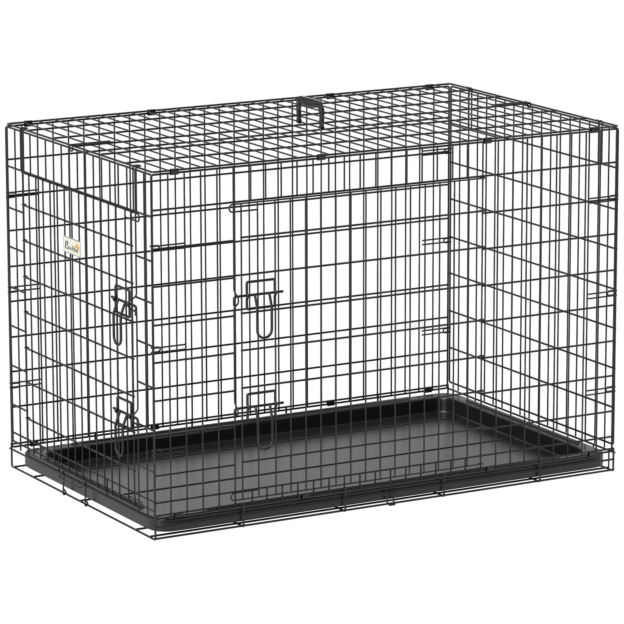 Pawhut Cage pliante pour chien en métal noir Cage de chien