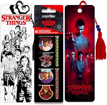 Stranger Things Bookmark Set - Bundle of 8 Collectible Magnetic Bookmark Page Clips Featuring Eleven and More | Stranger Things Merch & Accessories