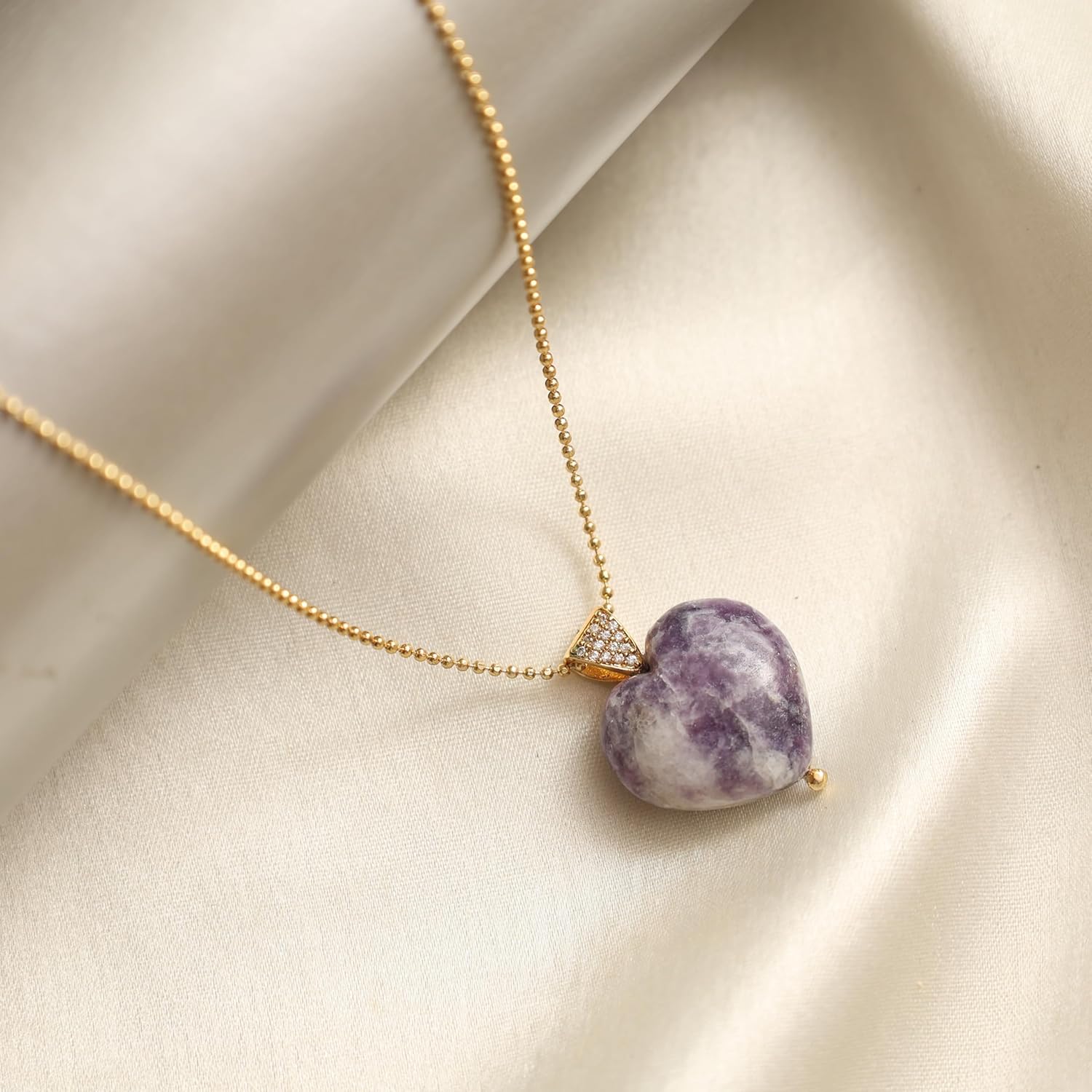 Gempires Puffy Heart Pendant Necklace For Women – 14k Gold Plated, Healing Crystal Jewelry for Women, Adjustable 18” Chain, Hypoallergenic, Multiple Gemstones - Image 3