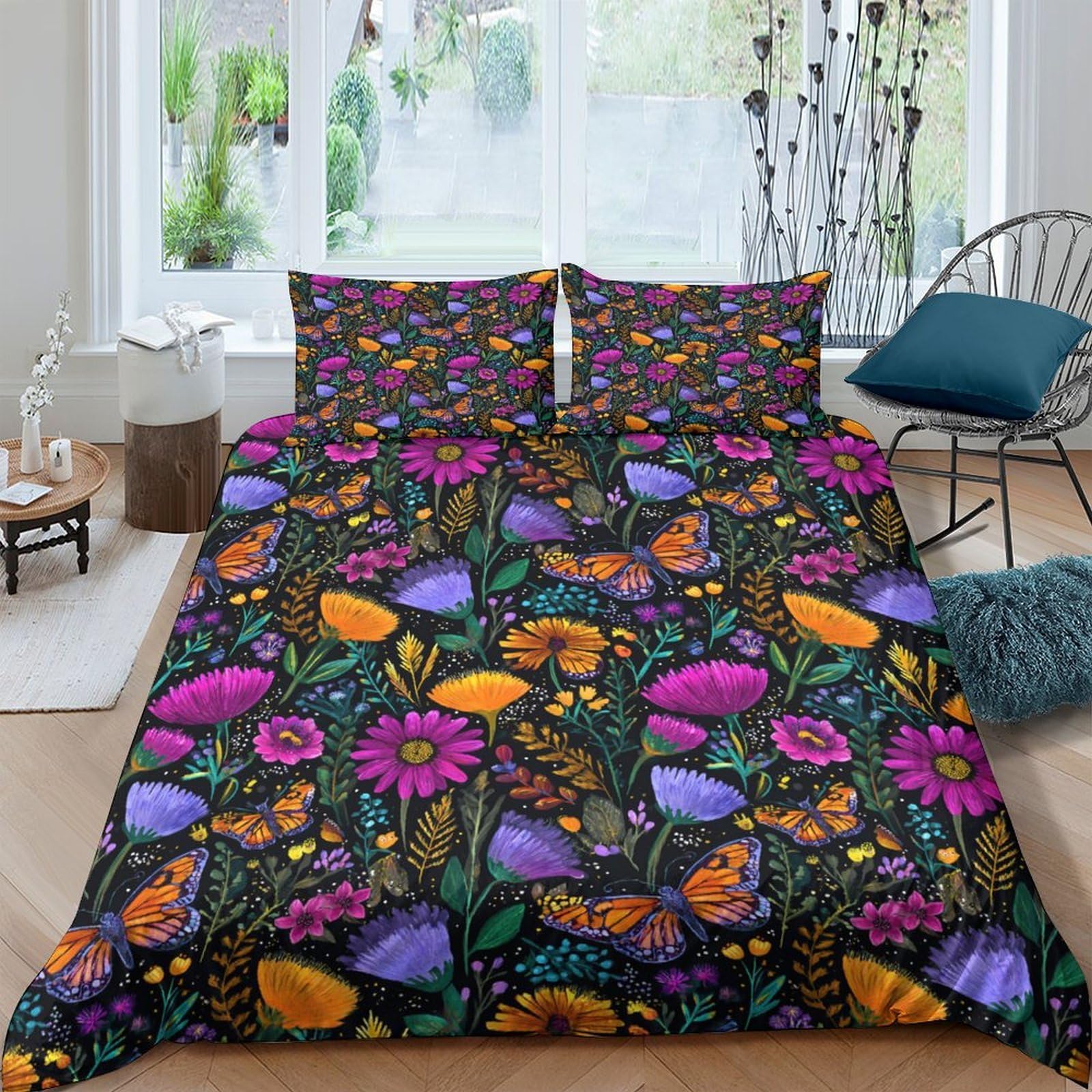 Ctjqhvkz Style-1 3D Printed Colorful Floral Fitted Sheet Microfiber Soft Anti-Slip Vibrant Botanical Bed Sheet Decor For Bedroom Guest Room Single（135X200cm）