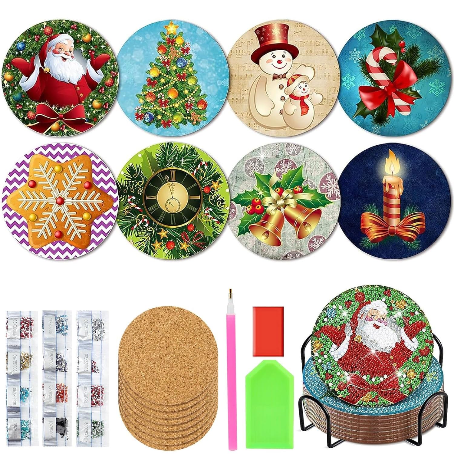 Amazon | ダイヤモンドアート コースター キット 8個入 DIY クリスマス