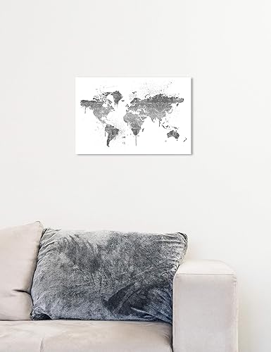 Miniatura 5 de The Oliver Gal Artist Co. Maps - Lienzo decorativo para pared, diseño de Mapamundi Silver New, decoración del hogar, 15 x 10 pulgadas, gris, blanco