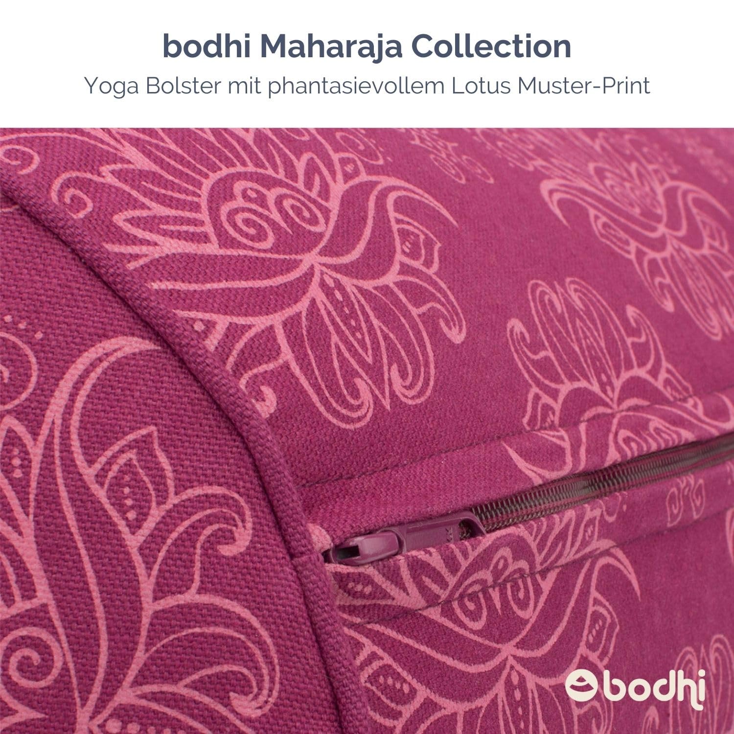 Bodhi Cuscino Bolster per Yoga Ø 23 cm | Maharaja Collection | Rivestimento Rimovibile e Lavabile in 100% Cotone | Rullino Yoga con Imbottitura di Farro Bio | Cuscino Yoga per Yoga Restaurativo & Yin