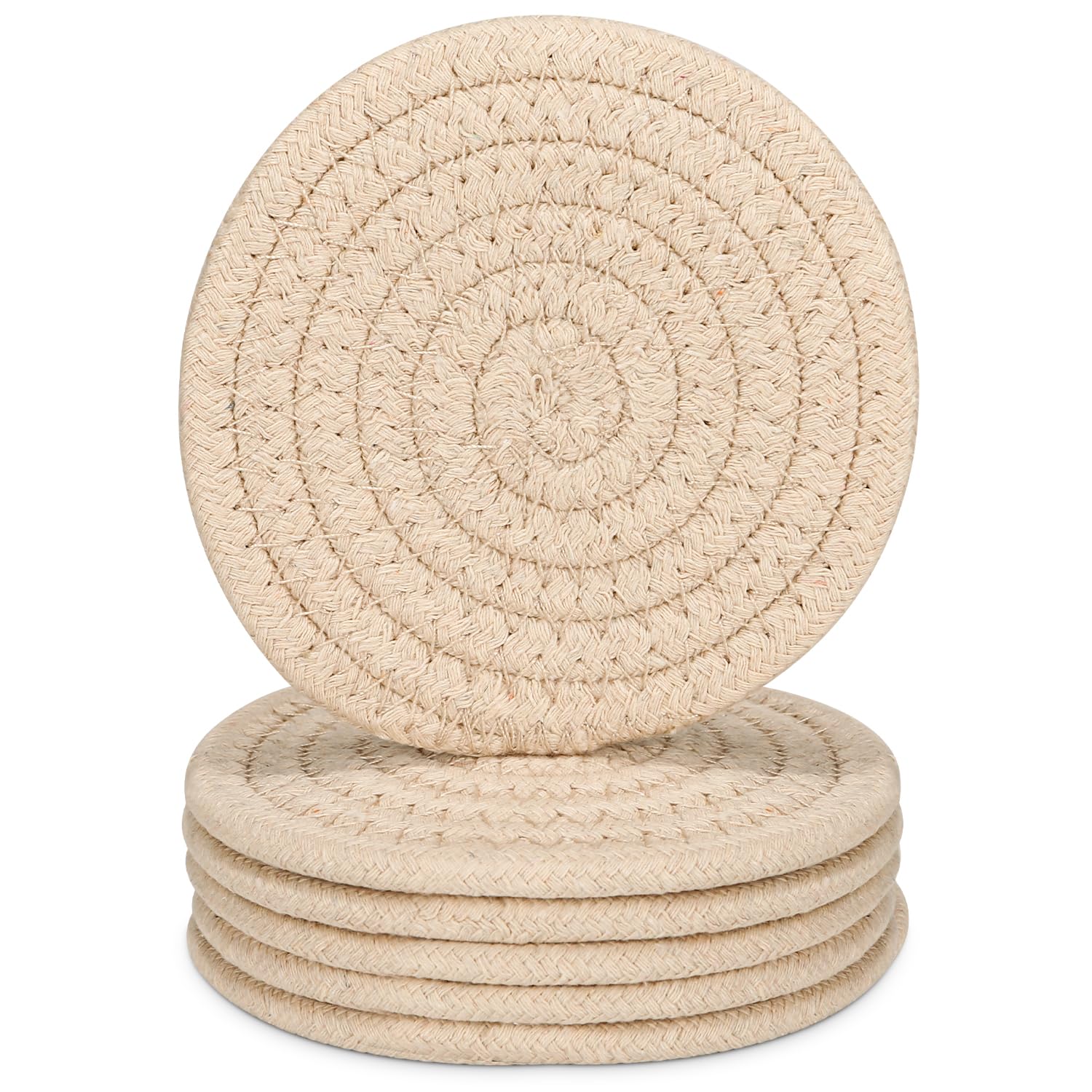 6 Pcs Drink Coasters, Absorbent Coasters for Drinks,Cotton Woven Coaster for Dinning Room Decor Housewarming Cup Mat for Hot Cold Drinking