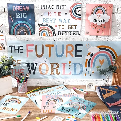 Miniatura 3 de Faccito Juego de 12 carteles para el aula, juego de decoración motivacional para tablón de anuncios, decoración de pared para el aula del profesor,