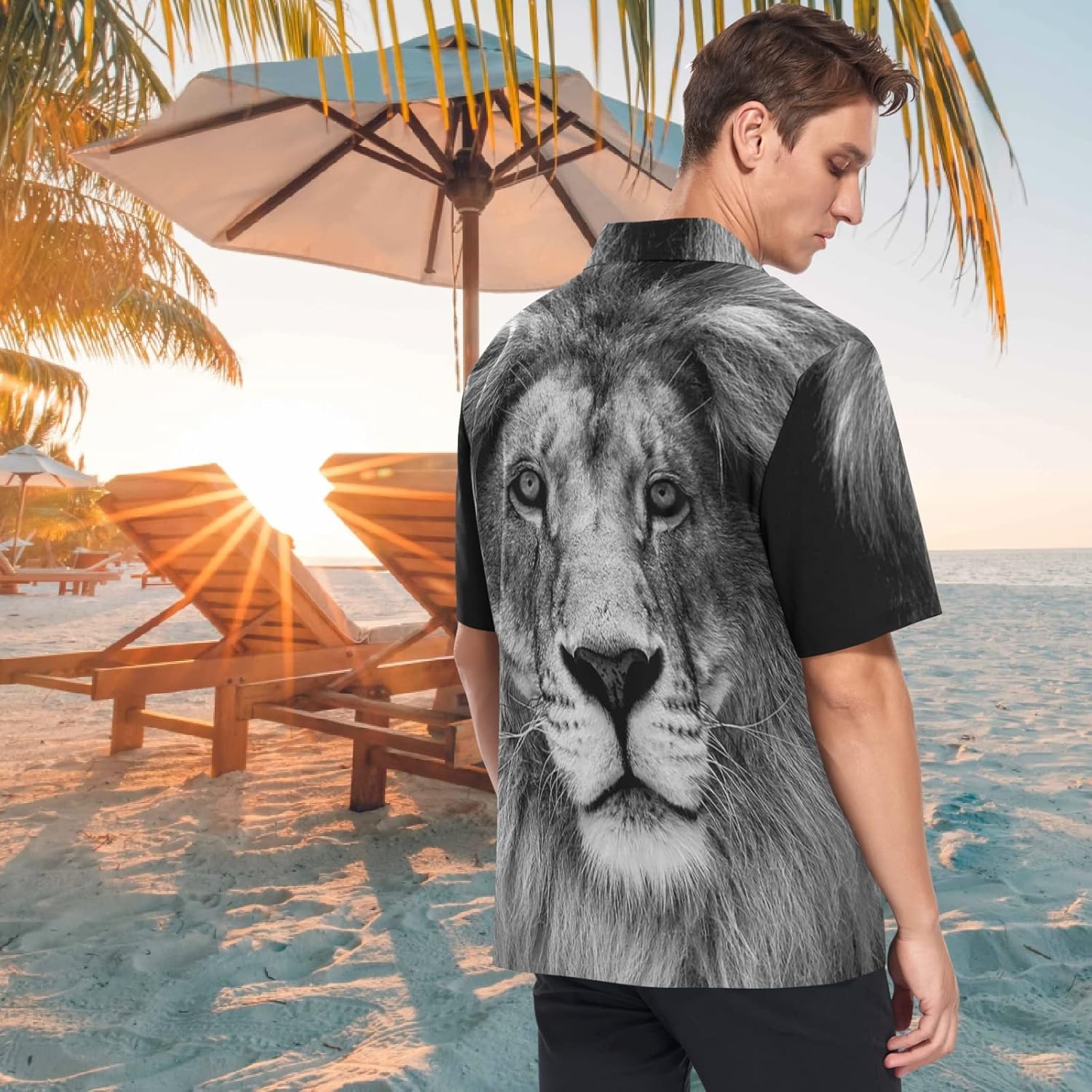 visesunny Mens Casual Button Down Short Sleeve Hawaiian Shirt Aloha Shirt - Image 3