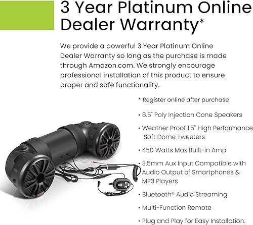 Miniatura 44 de BOSS Audio Systems Sistema de sonido ATV8BRGB ATV UTV – Altavoces de 8 pulgadas, tweeters de 1.5 pulgadas, rango completo, IPX5 resistente a