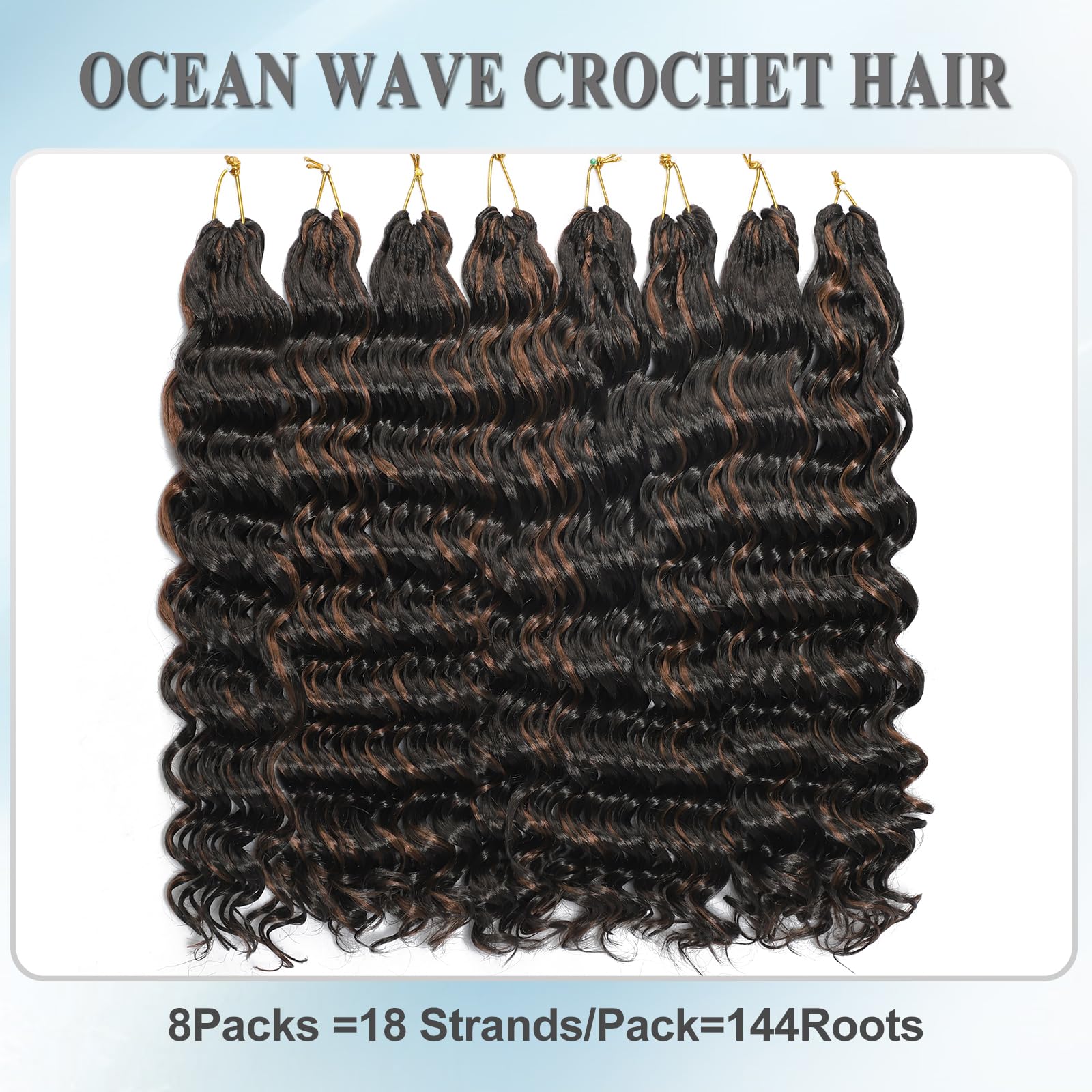 AMLUCKS Ocean Wave Crochet Hair 8 Packs Pre Looped Short GoGo Curl Crochet Hair Ombre Curly Deep Wavy Twist Braids Synthetic Braiding Hair Extensions for Women (P4/30# - Image 3