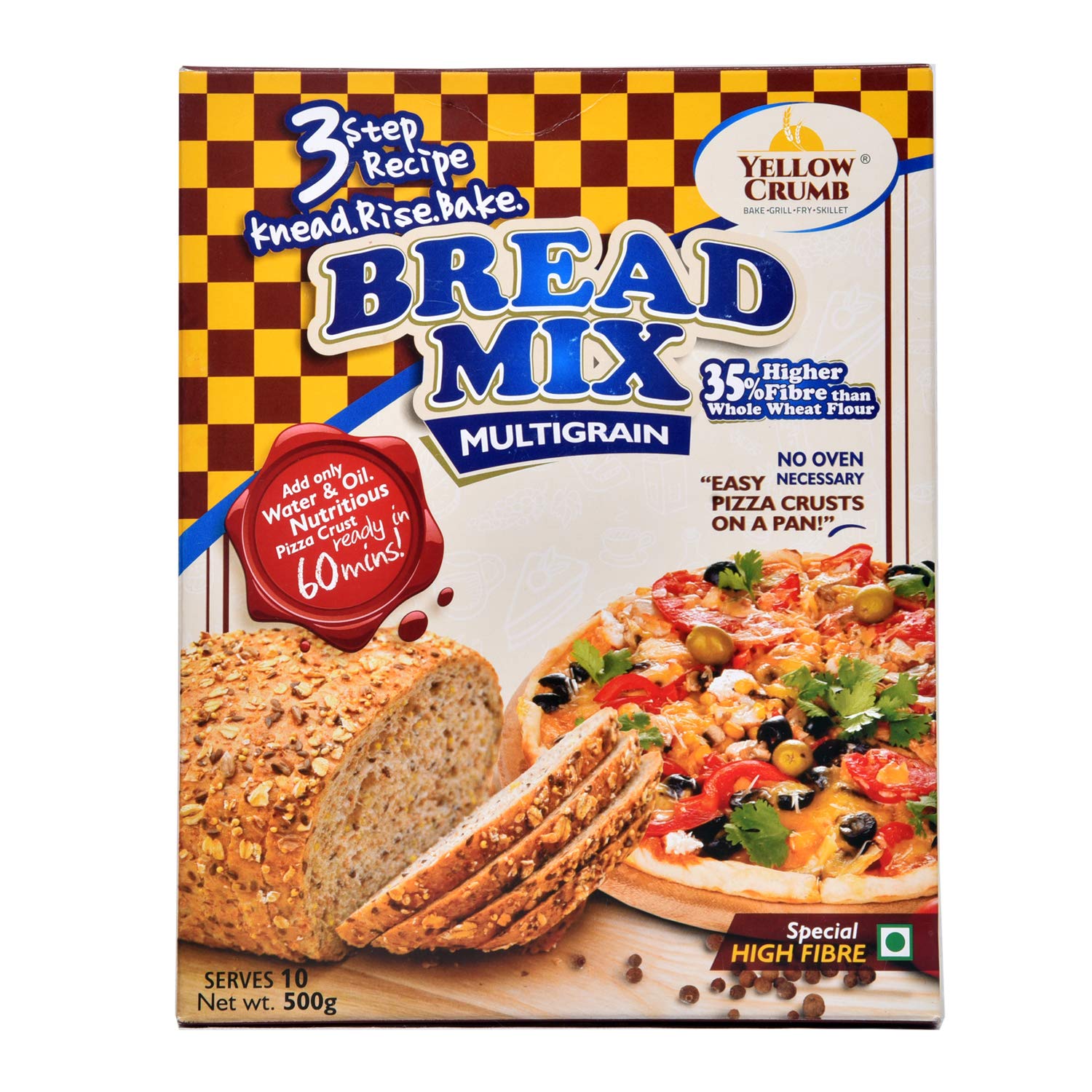 YELLOW CRUMB – Multigrain Bread/Pizza Mix 500g – High Fiber YELLOW CRUMB – Multigrain Bread/Pizza Mix 500g – High Fiber