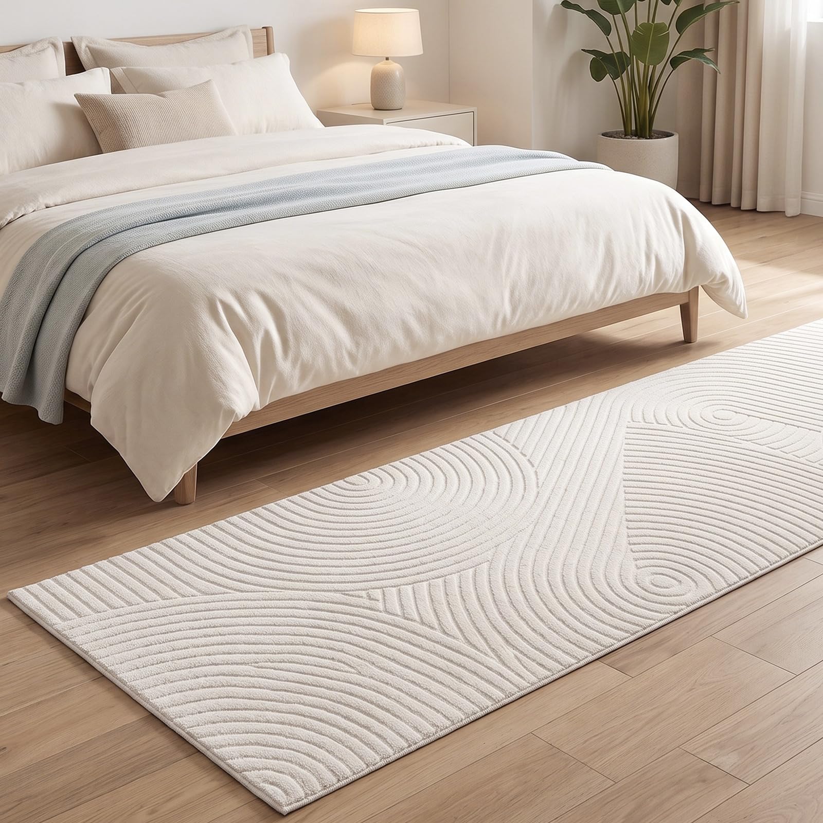 SHACOS Teppich Läufer Flur rutschfest, 80 x 300 cm Beige Waschbar Küchenteppich, Modern Kurzflor Teppichläufer für Flur, Küche und Wohnzimmer