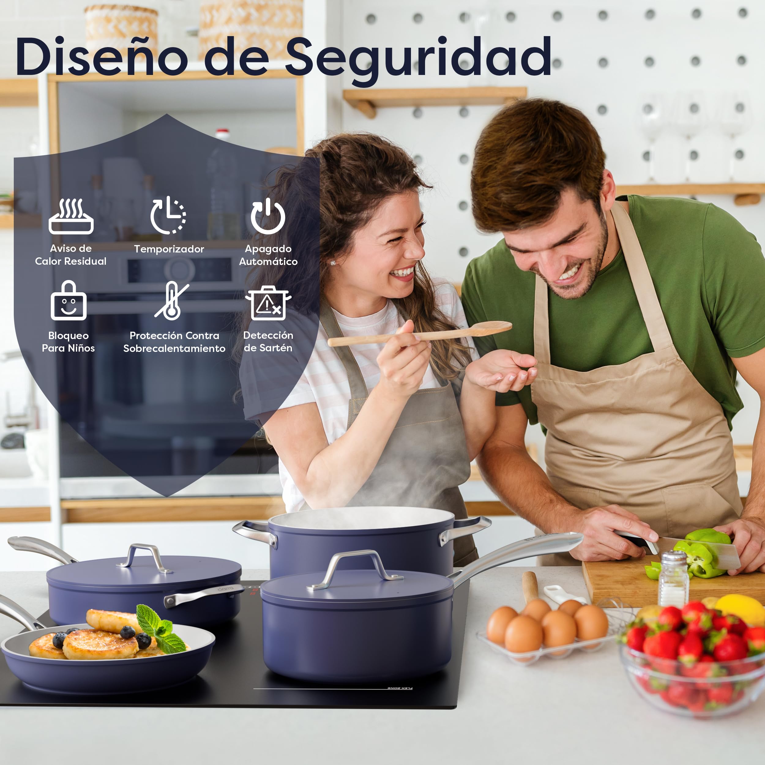 CIARRA CBBIH4BF Placa de Inducción 4 Fuegos 60cm 7200W | Función Flex, Boost, Función Pausa, Control Táctil Slider, Apagado Automático, Indicador de Calor Residual
