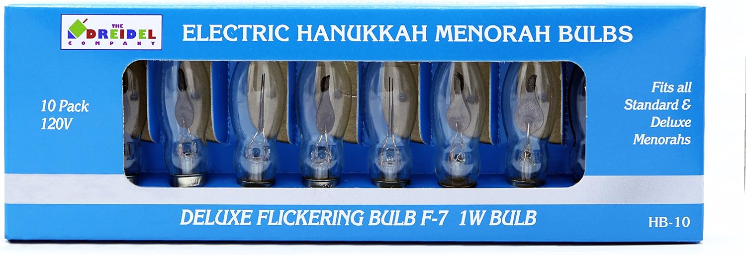 The Dreidel Company Flicker Flame Shaped Light Bulbs, E12 Replacement Bulbs, Dances with a Flickering Orange Glow, 1 Watt, 120 Volt (10-Pack)