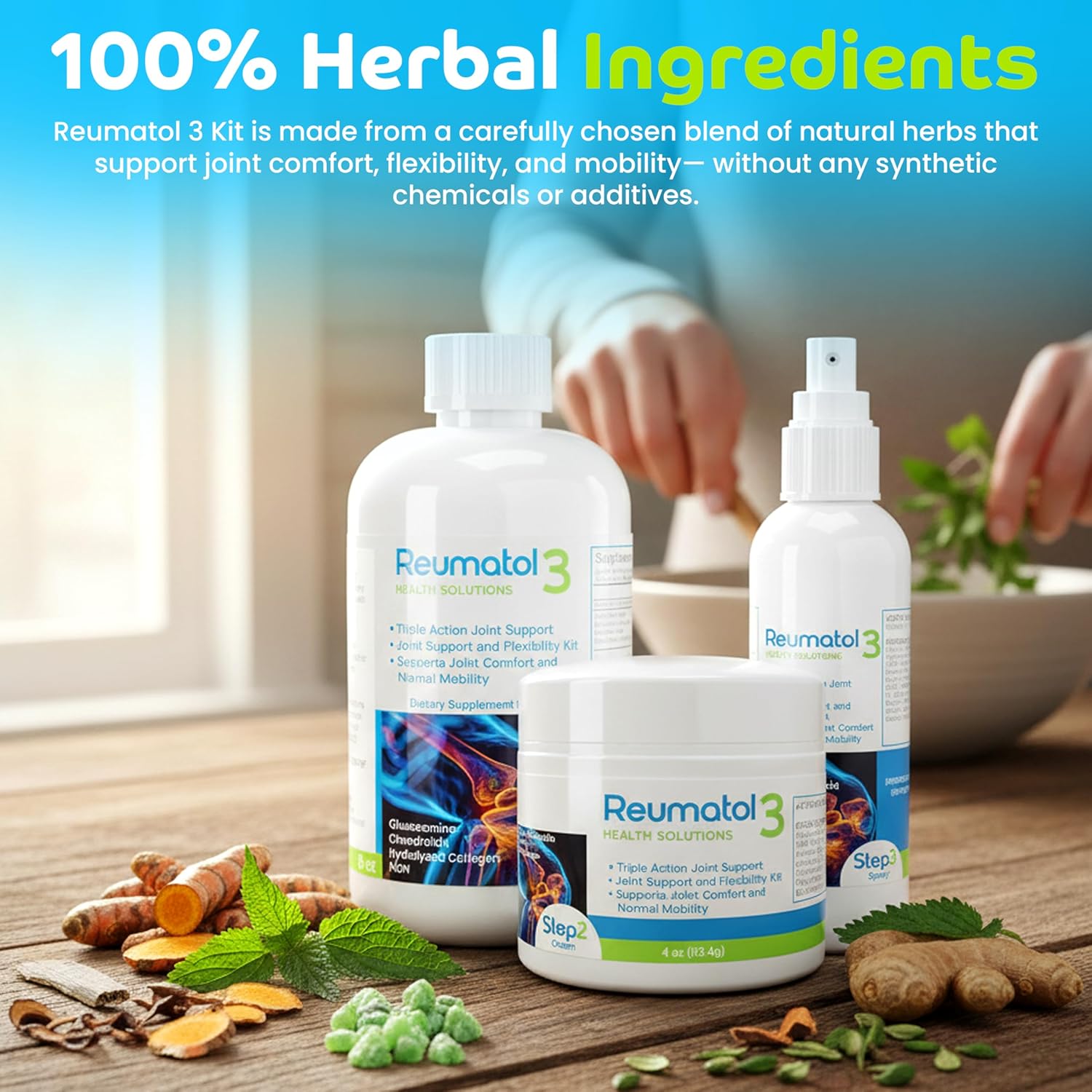 Reumatol 3 Kit – Natural Joint Support Formula for Comfort and Mobility | Helps Ease Stiffness & Promotes Flexible Joints | Herbal Blend for Daily Wellness