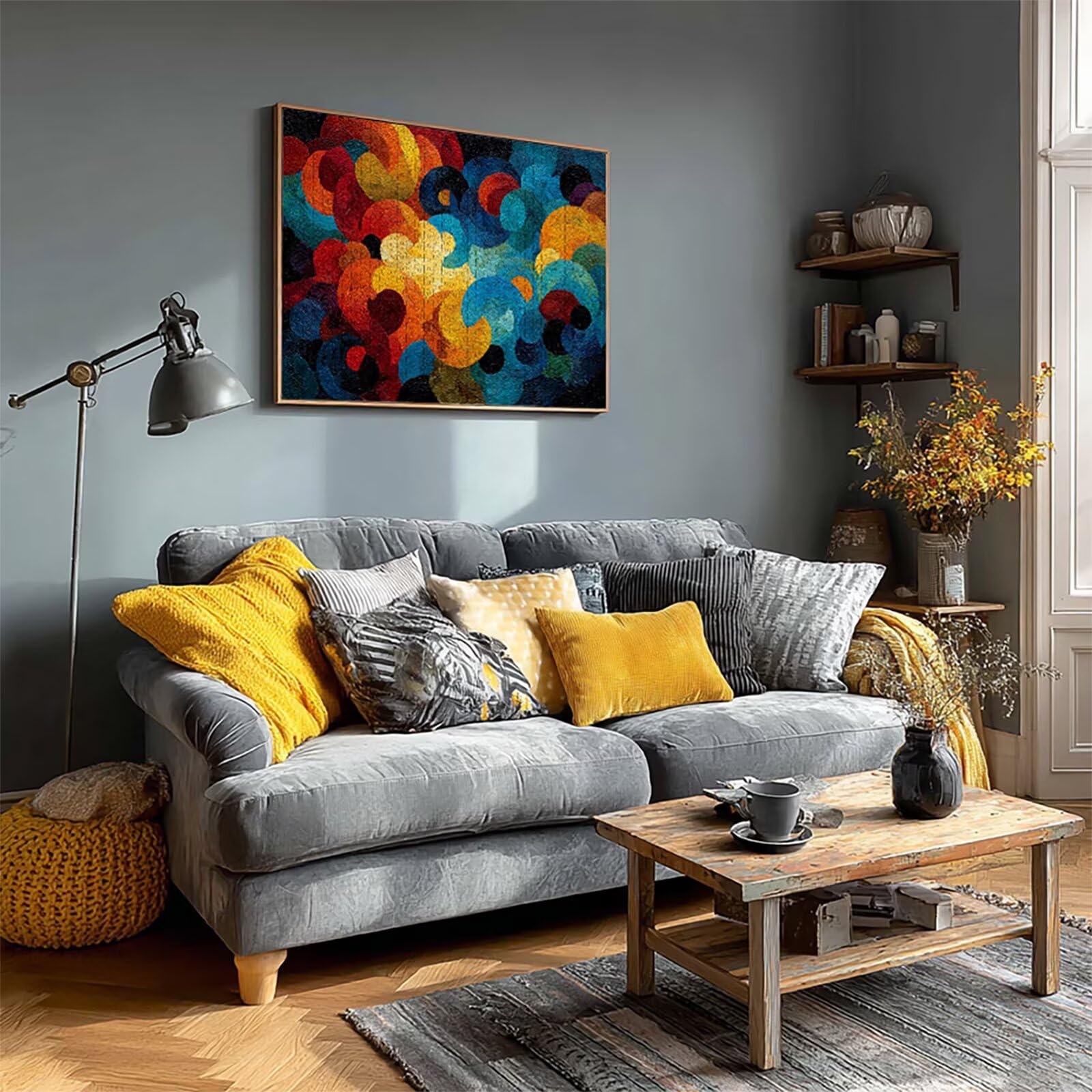 Niebieskie drewniane puzzle, 142 x 86 cm, abstrakcyjne puzzle, 4000 sztuk, dla dorosłych, z pudełkiem, edukacyjna, wymagająca gra, łatwe do odróżnienia, letnie prezenty, piękna dekoracja, 8-2322
