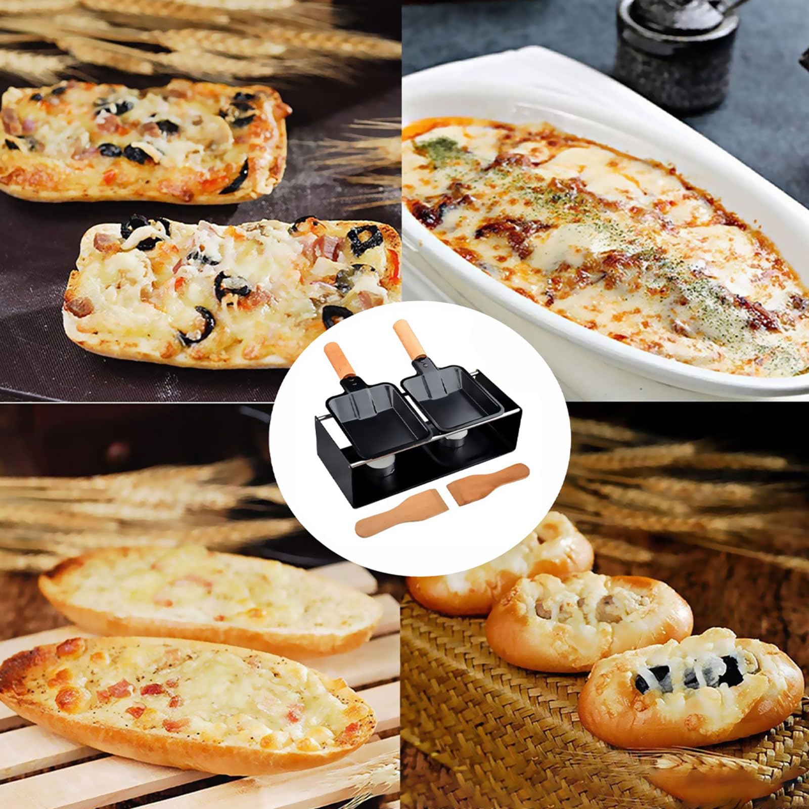 Mini zestaw do sera, nieprzywierająca patelnia do grilla, zestaw kuchenek, przenośny przyrząd do krojenia sera raclette z szpatułką, narzędzia do grillowania w kuchni
