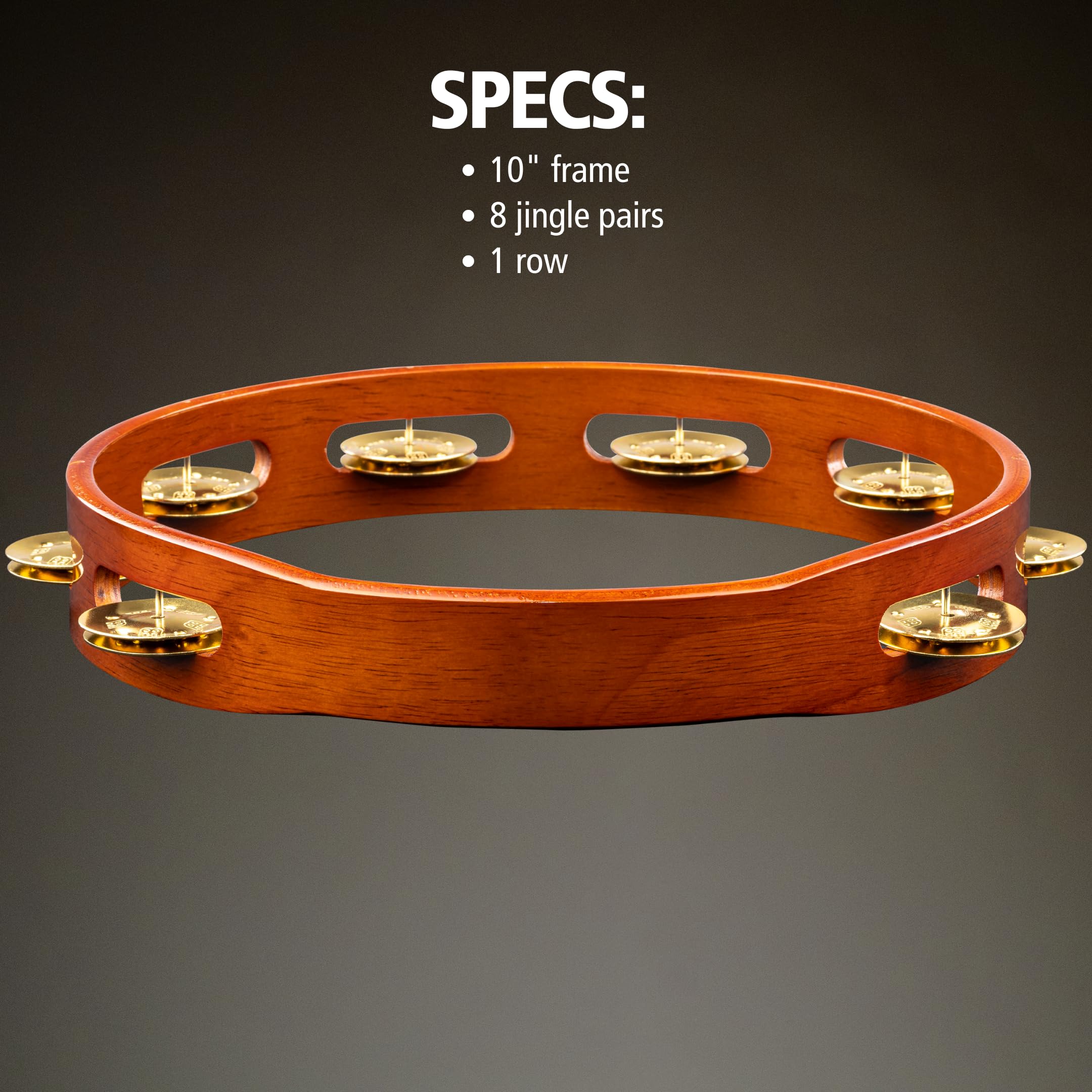 Meinl Percussion Tradycyjny drewniany tamburyn z dzwoneczkami z litego mosiądzu, jednorzędowy - NIE wyprodukowany w Chinach - dla wszystkich muzyków, 2-letnia (TA1B-AB)