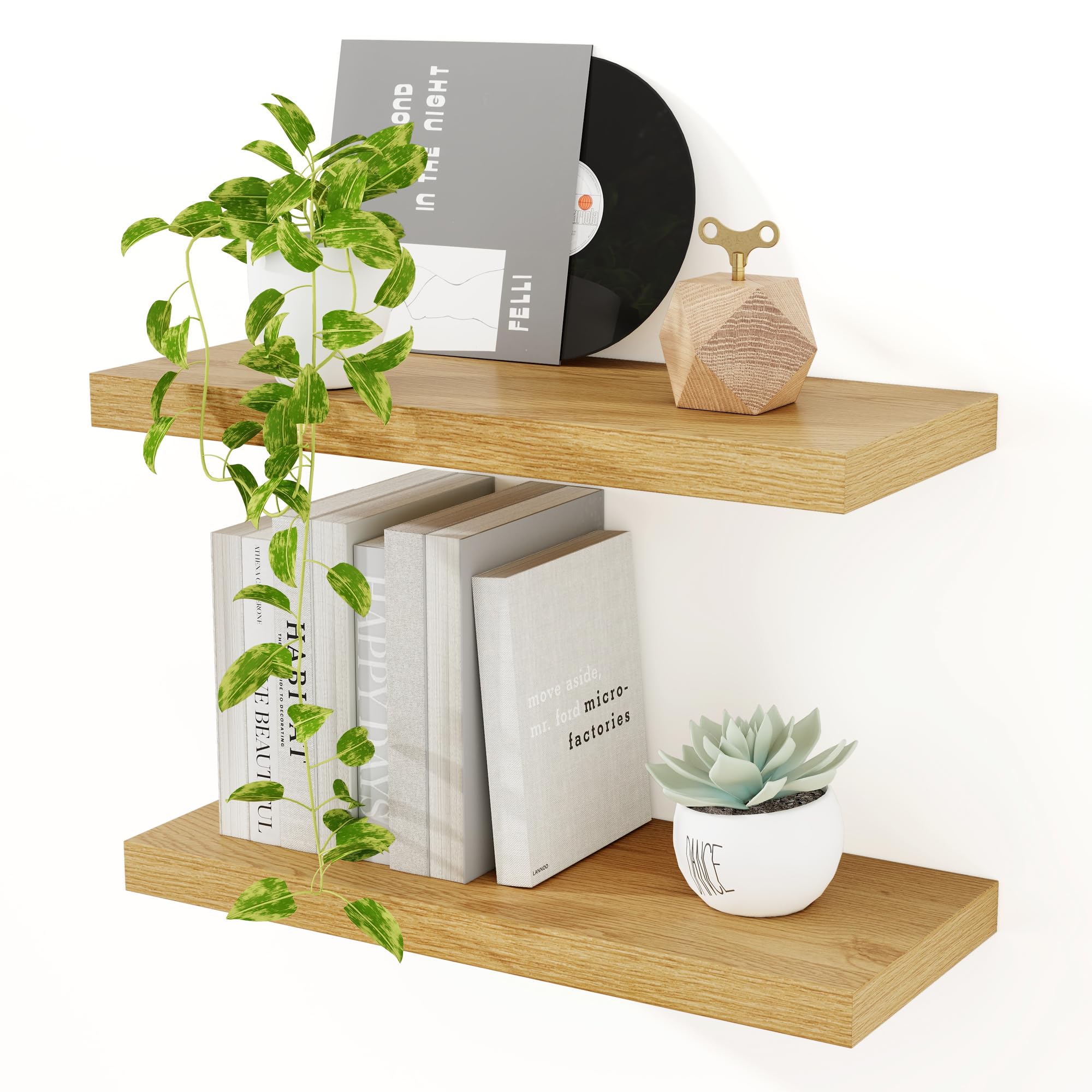 Groene zwevende planken, set van 3, groene metalen wanddecoratie