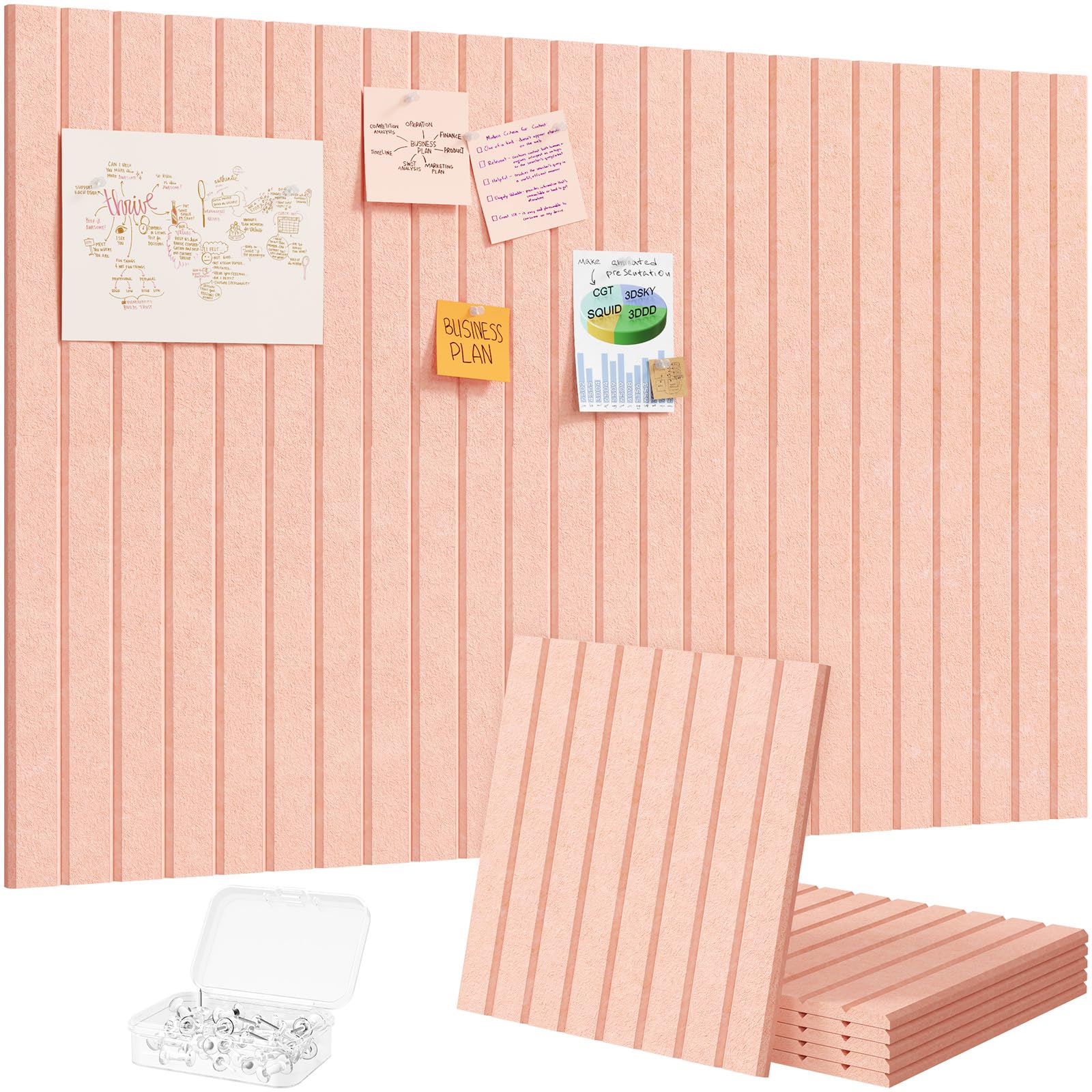 Lifewit Große Filz-Pinnwand, Selbstklebend für Wand, 90x60 cm, Pink | 6er-Pack Korkwand-Alternative aus Filz, Pinnwand Anschlagtafeln mit 30 Reißzwecken für Klassenzimmer & Homeoffice-Deko