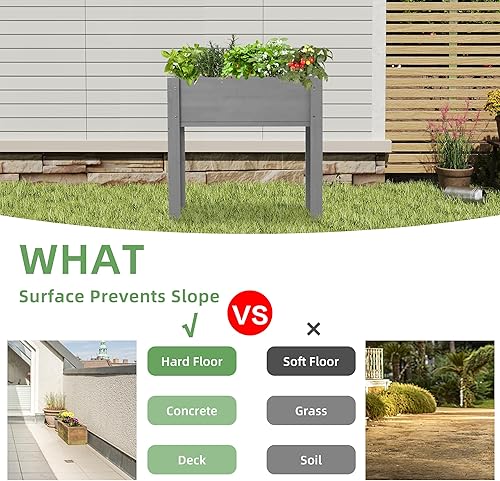 Miniatura 15 de Cama de jardín elevada de 31 x 16 x 31 pulgadas con patas, maceta de madera elevada para plantas al aire libre, flores, frutas, verduras y hierbas
