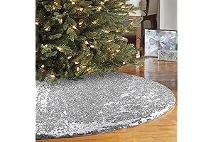yuboo Silver Disco Ball Tree Skirt, 48 Inch Sequin Large Bling Xmas...