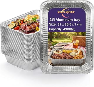 Xinfuquan15 Stück Grill Aluschalen Groß,Grillschalen Aluminium 4900ML