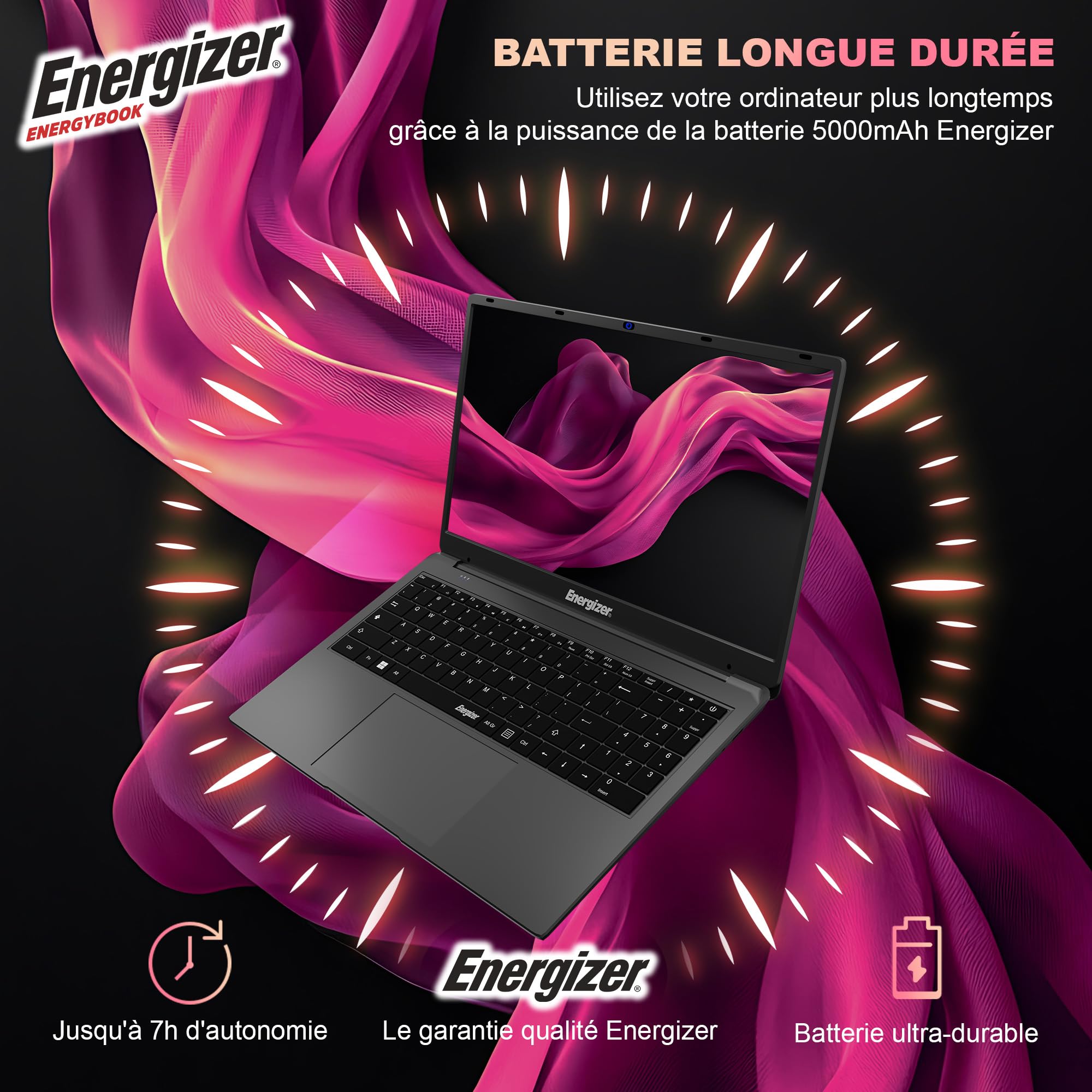 Energizer EnergyBook 15,6" HD+ - PC Portable 8Go RAM, SSD 256Go, Intel Celeron N4020, Windows 11, Clavier AZERTY, USB 3.0, HDMI – Laptop Fin & Léger pour Bureautique