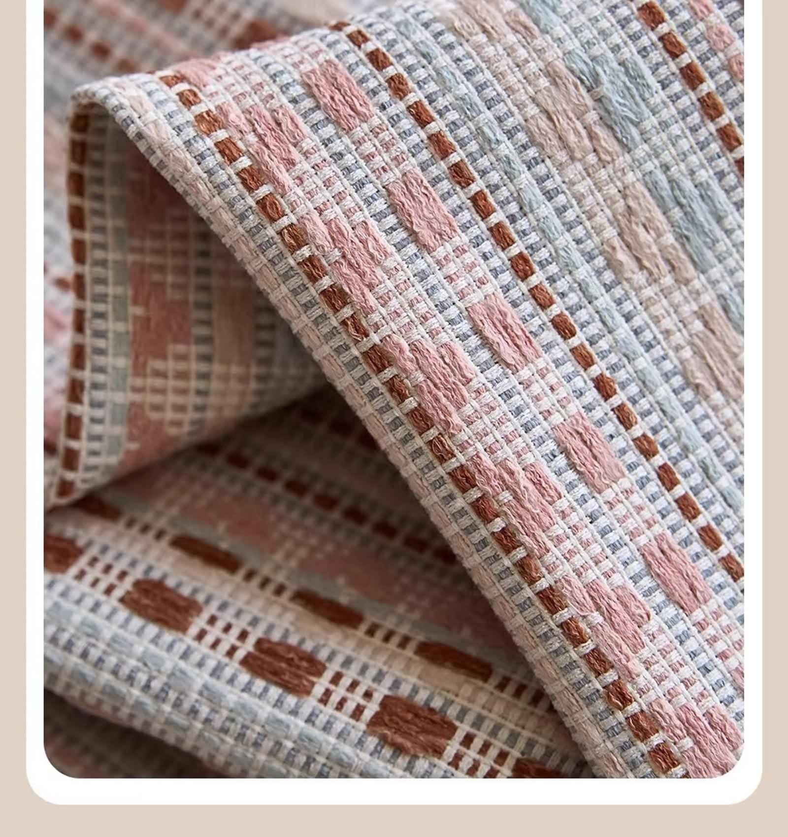Rideau Chambre Long Polyester, Rideaux Chambre Lot de 2 Rose-Brun Motif Géométrique LxH 132x160cm