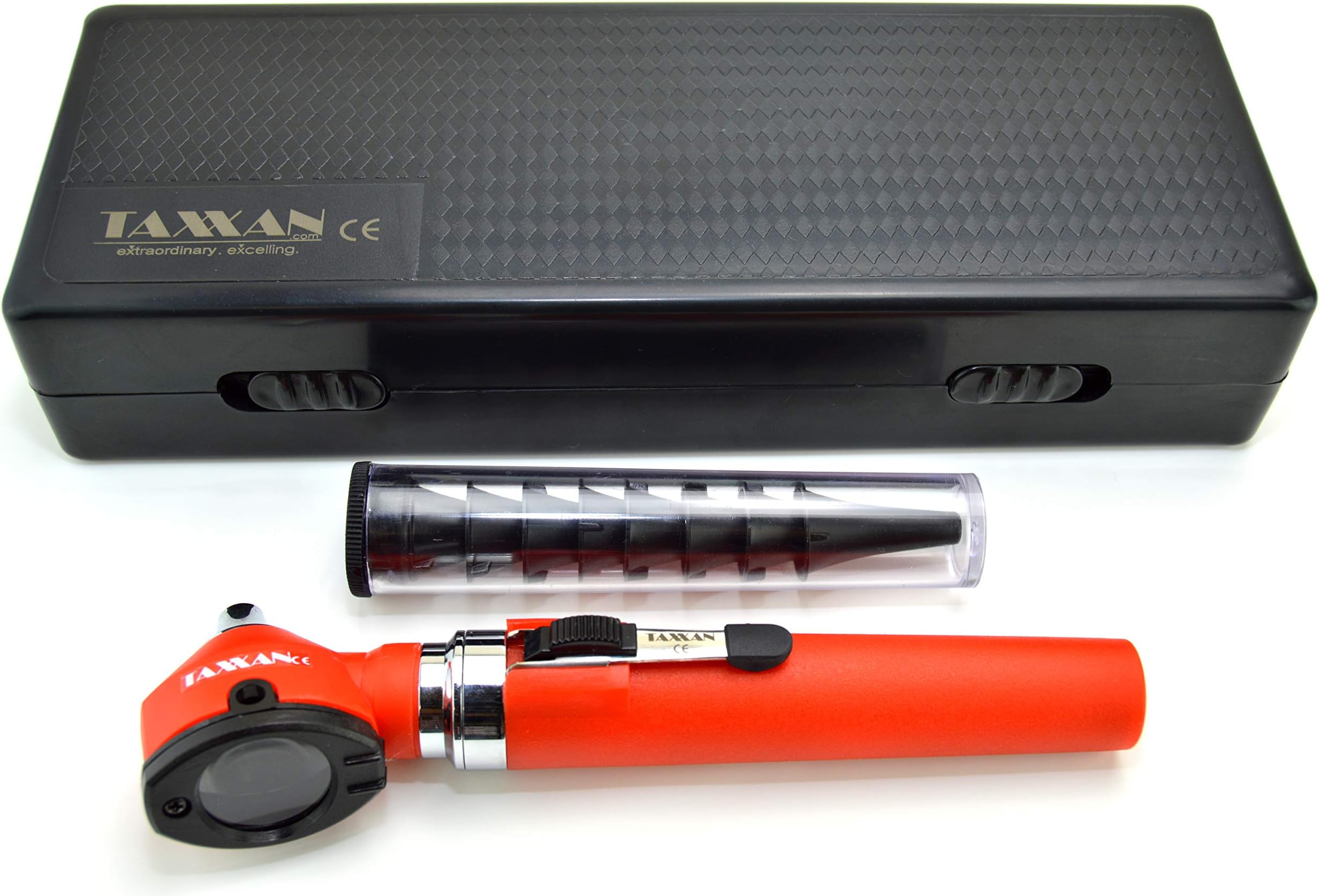 Fiber Optic Otoscope Set RED PRO ENT Diagnostic Set Otoscope with Disposable Speculum