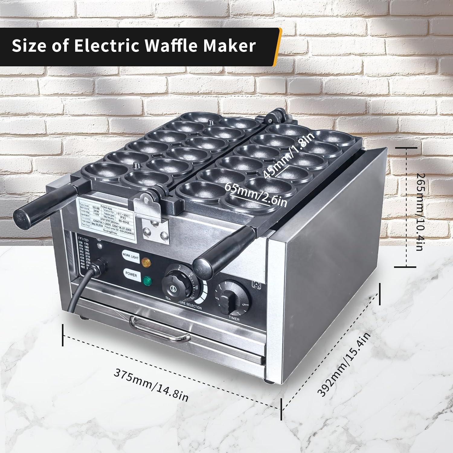 Egg Shaped Waffle Maker,Smiling Face Waffle Maker,Non-Stick Teflon Coating,50-300℃/122-572℉ Adjustable