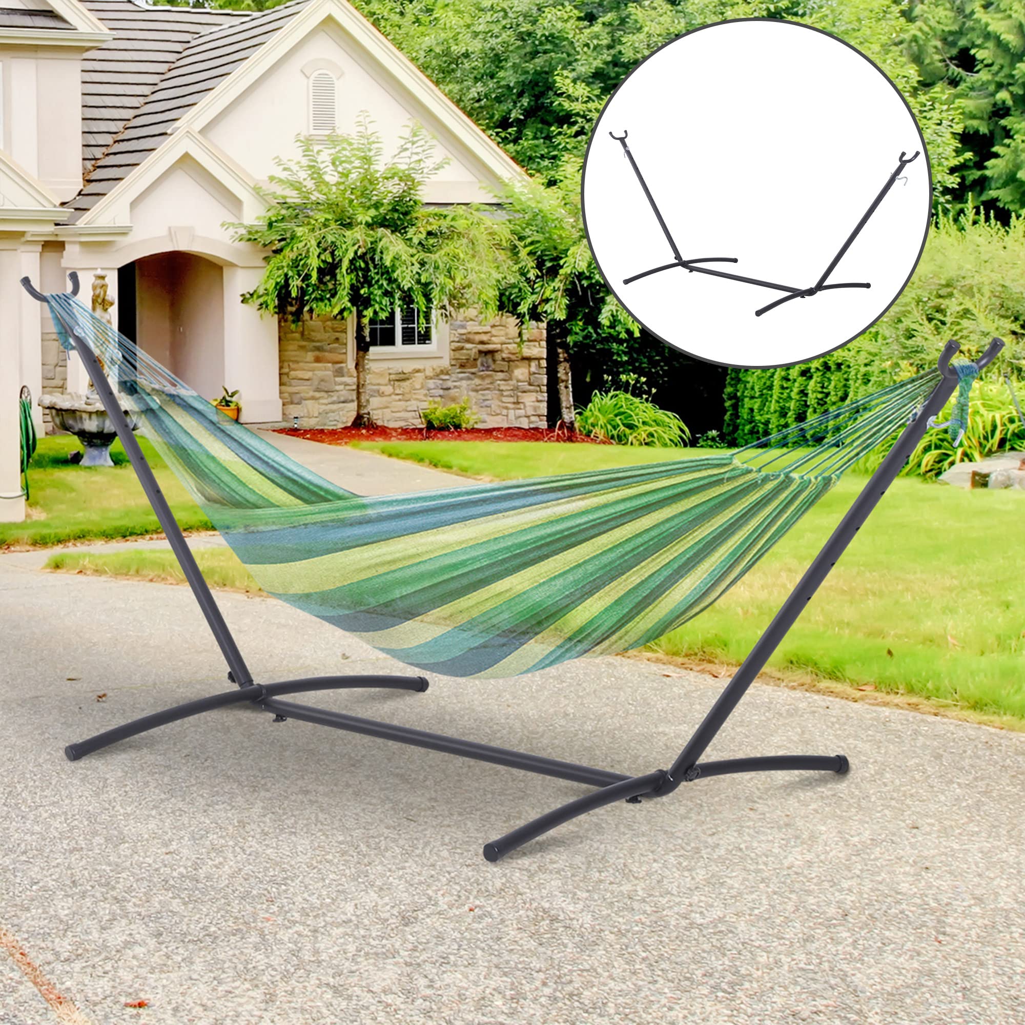 Outsunny - Soporte de pie de hamaca (estructura resistente de metal epoxi), color negro y altura regulable 6 niveles de altura. 2,80 x 1,20 x 1,10 m